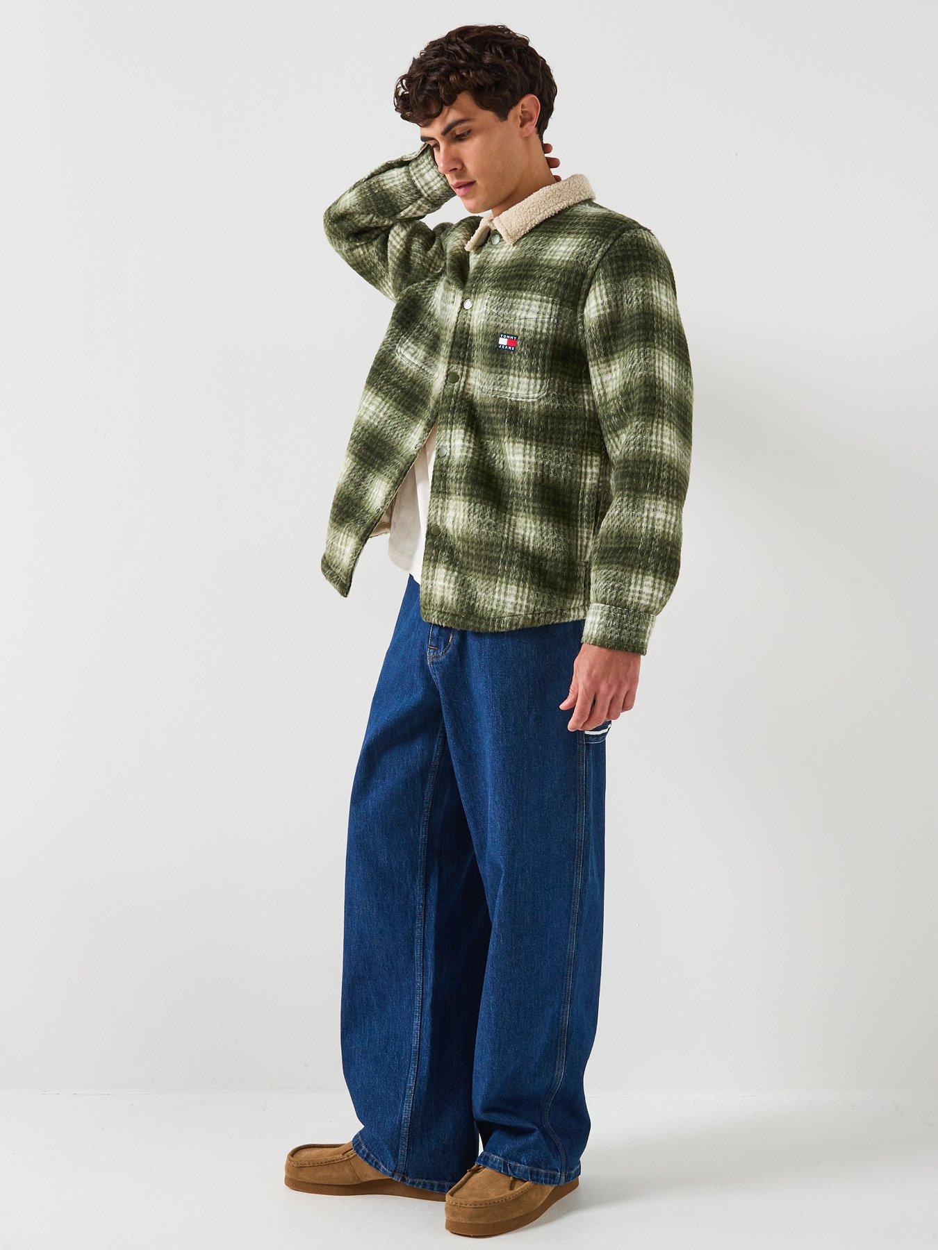 Image 5 of 6 of Tommy Jeans Check Teddy Overshirt - Dark Green