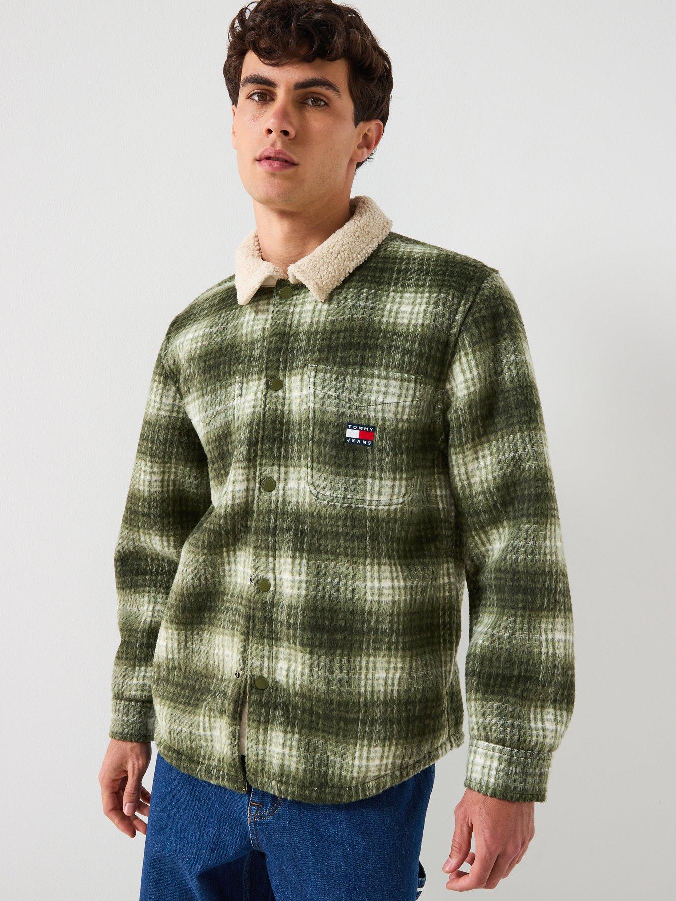 Image 6 of 6 of Tommy Jeans Check Teddy Overshirt - Dark Green
