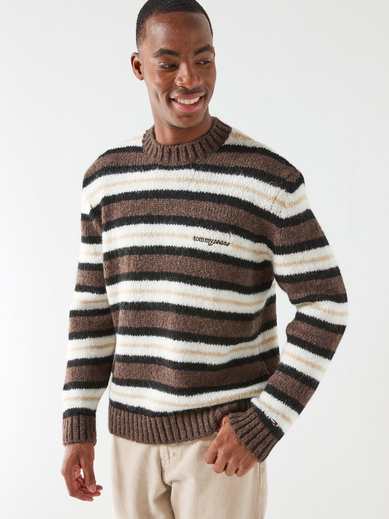 Tommy Jeans Regular Fit Cosy Stripe Knitted Jumper - Brown