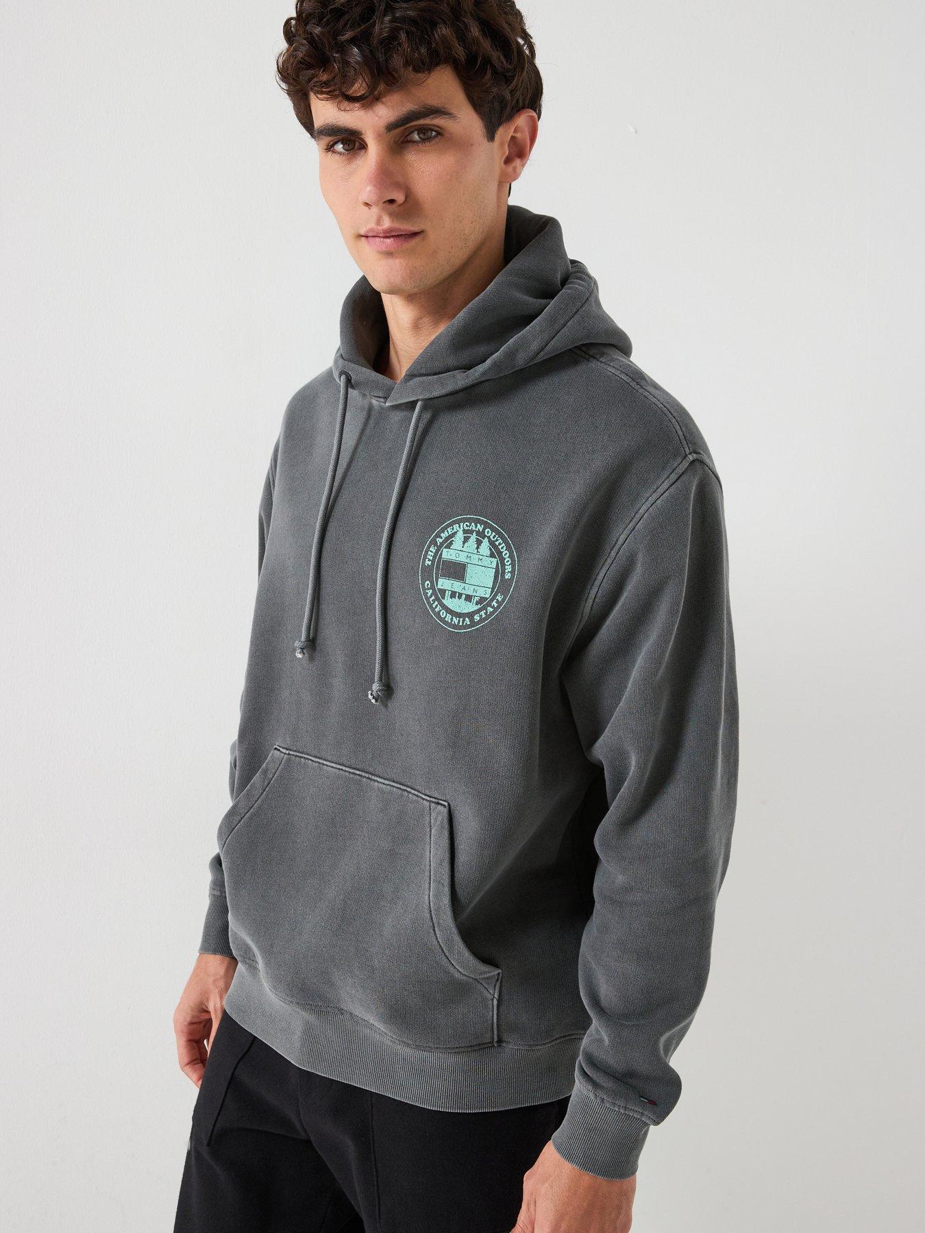 Tommy Jeans Regular Fit Backprint Washed Pullover Hoodie - Black