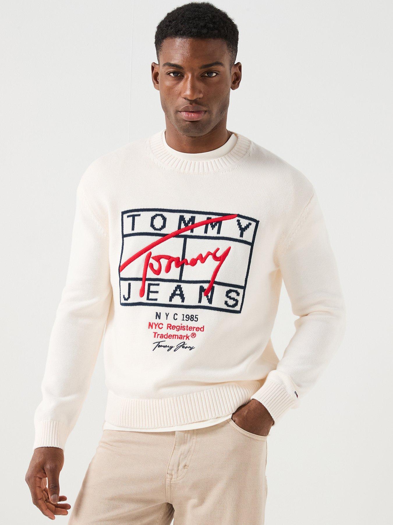 Tommy Jeans Regular Fit Signature Knitted Jumper - White