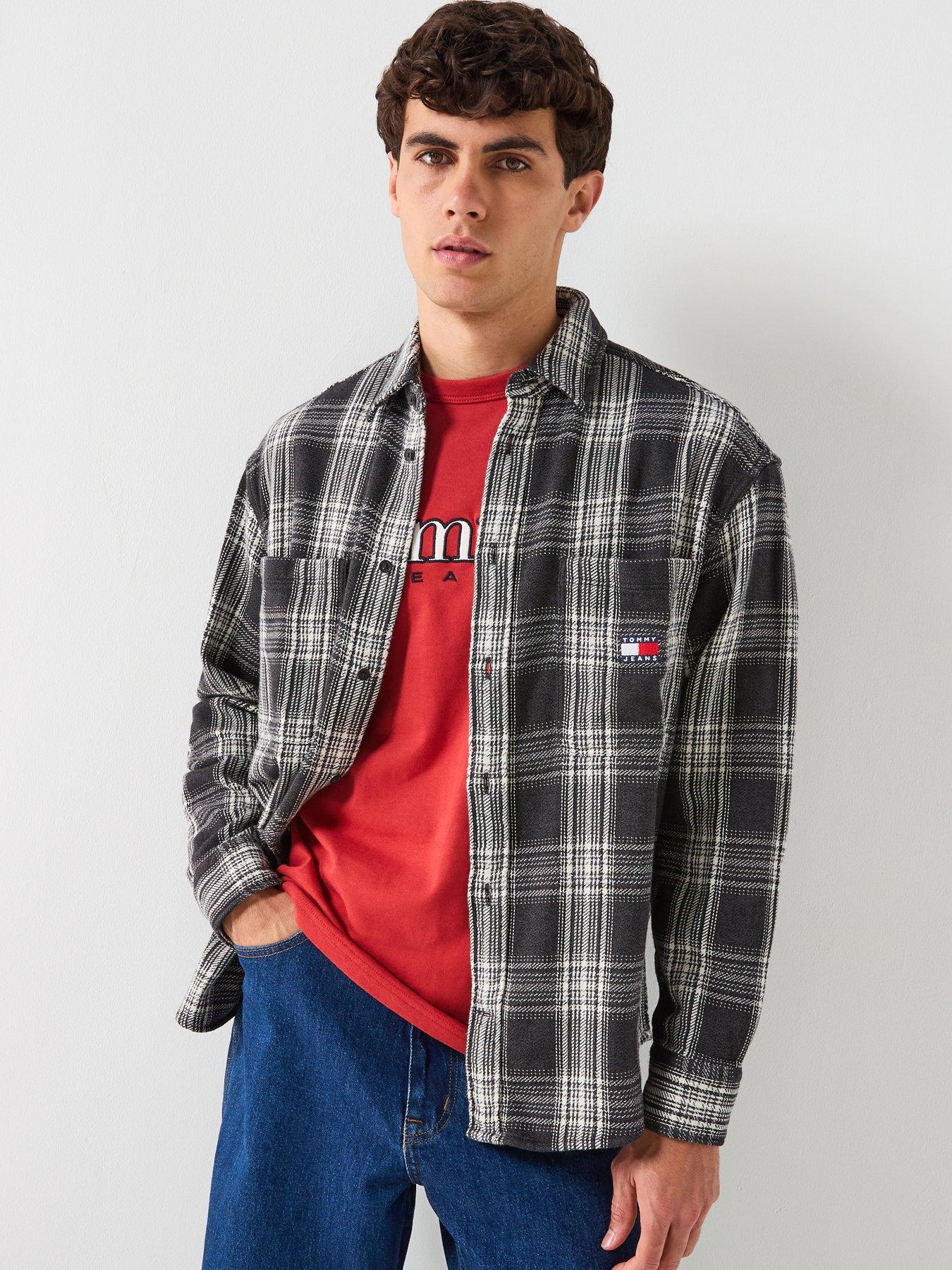 Tommy Jeans Relaxed Fit Check Brushed Overshirt - Black