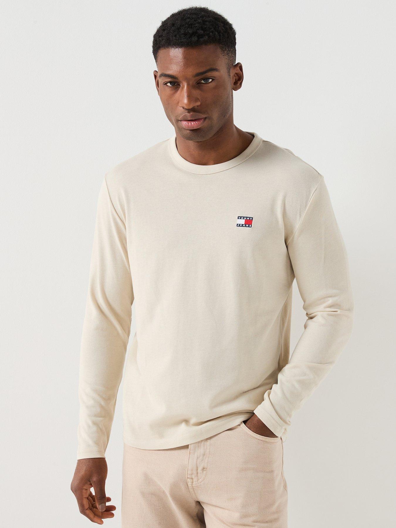 Tommy Jeans Regular Fit Badge Long Sleeve T-Shirt - White
