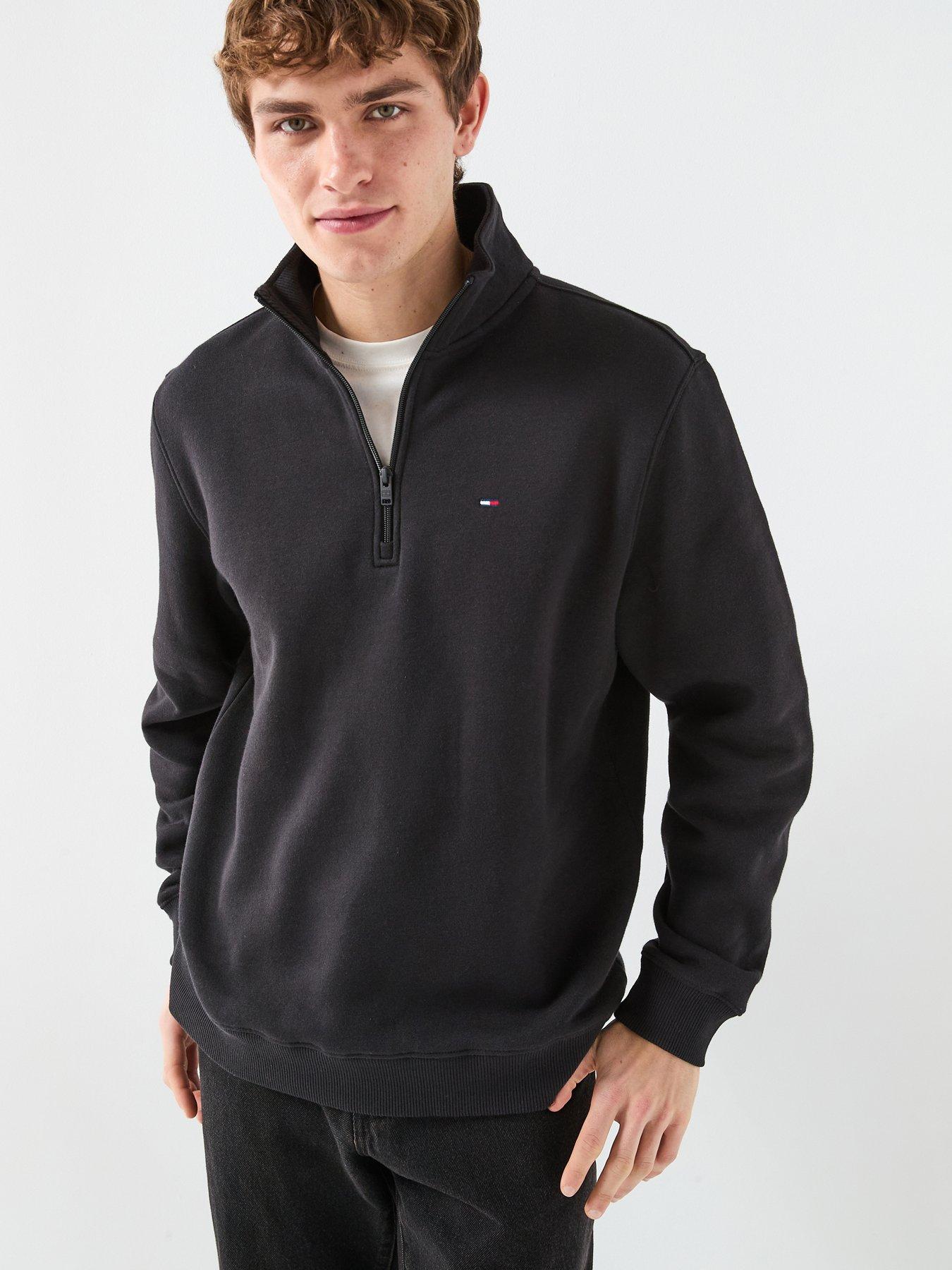 Tommy Jeans Regular Fleece Quarter Zip  - Black
