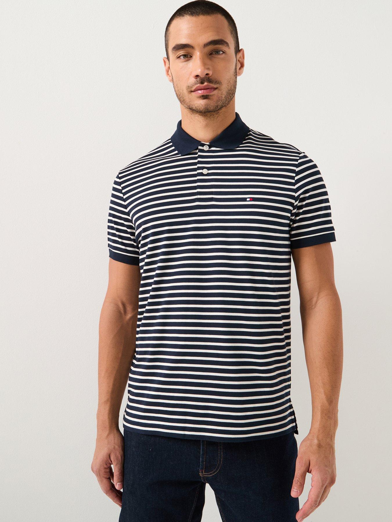 Tommy Hilfiger Liquid Cotton Regular Fit Striped Polo Shirt - Navy