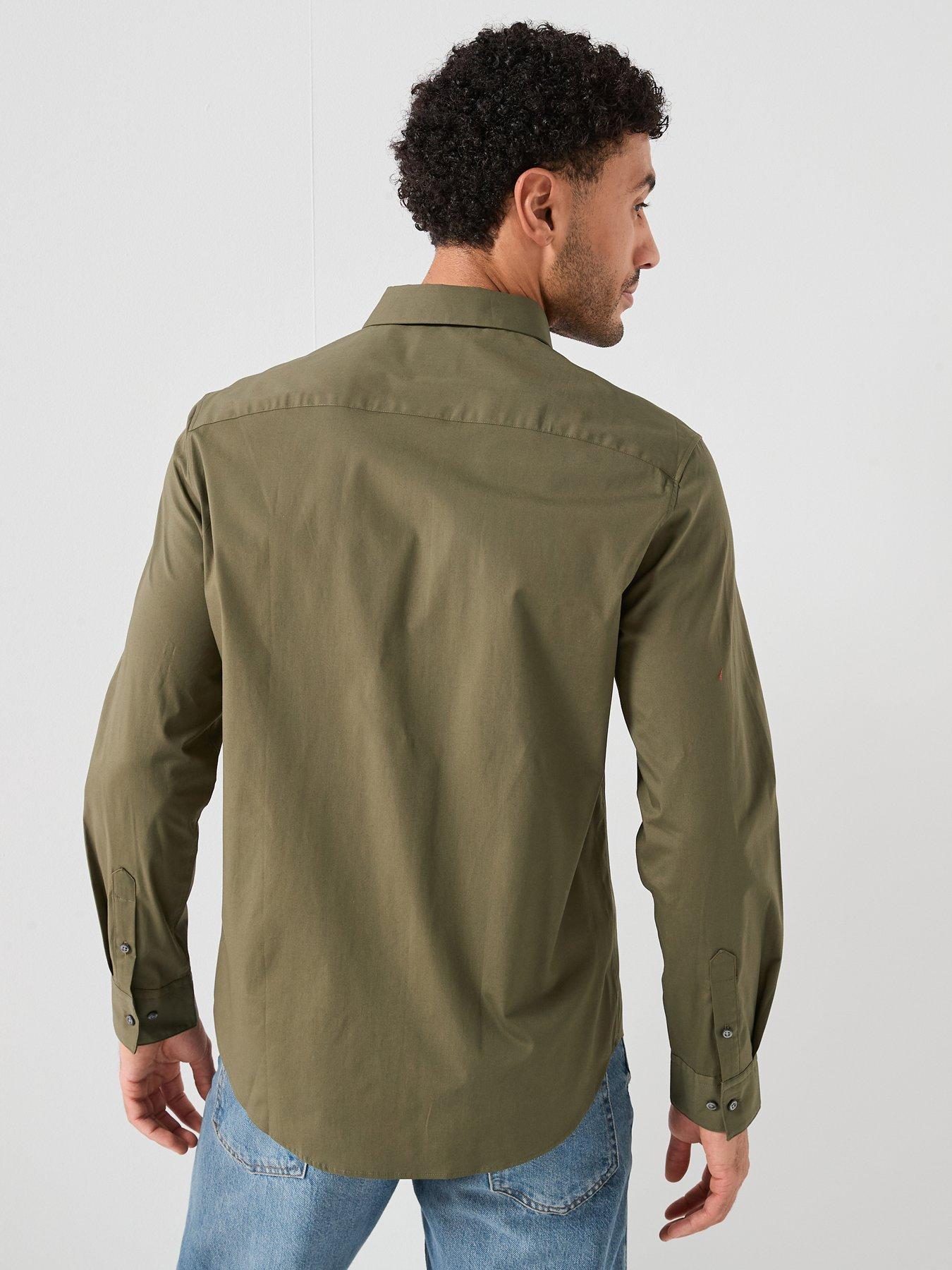 Calvin Klein Mens Green Dress Shirt Green Size 16x34x35