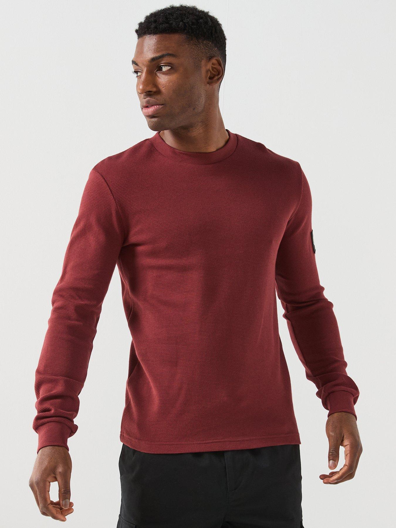 Calvin Klein Jeans Waffle Long Sleeve T-Shirt, Brown, Size M, Men