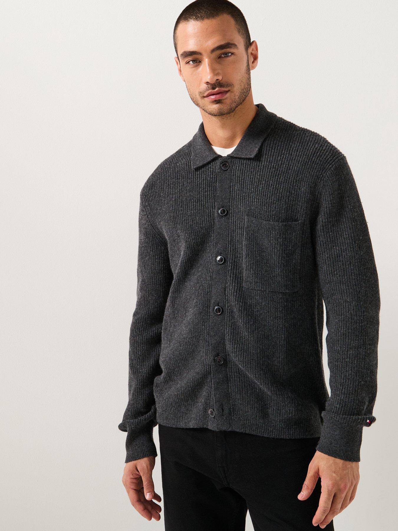 Tommy Hilfiger Fisherman Rib Knitted Cardigan - Dark Grey