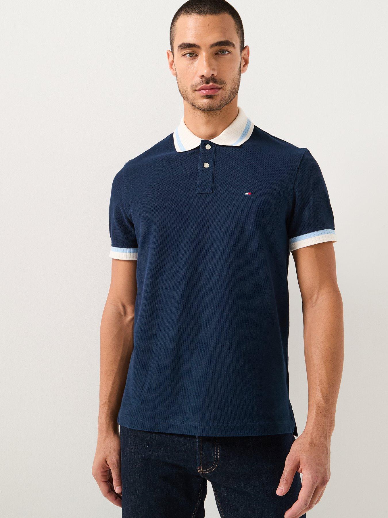 Tommy Hilfiger Contrast Collar Regular Fit Polo Shirt - Navy