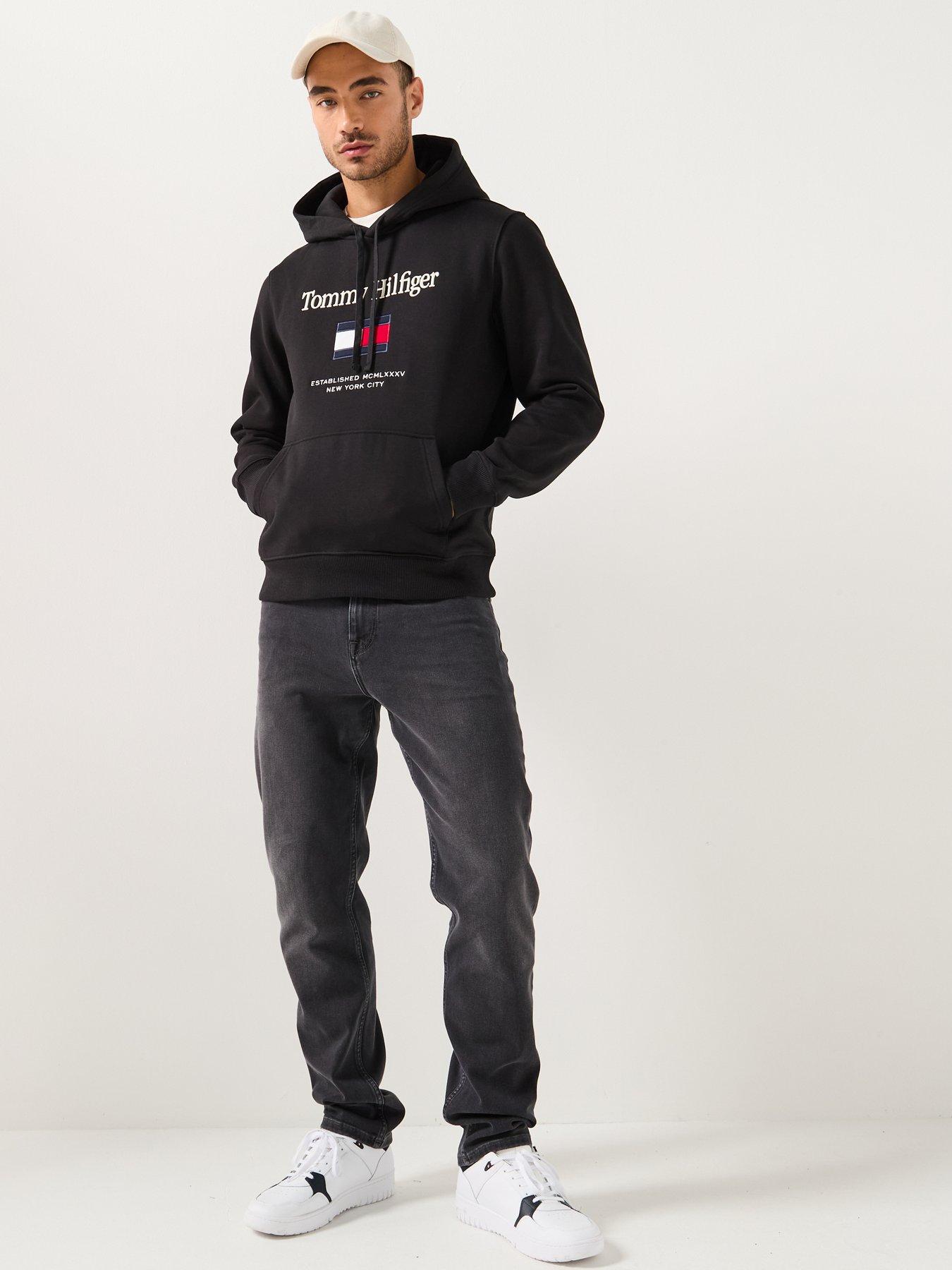 Image 3 of 5 of Tommy Hilfiger Embroidered Large Flag Overhead Hoodie - Black