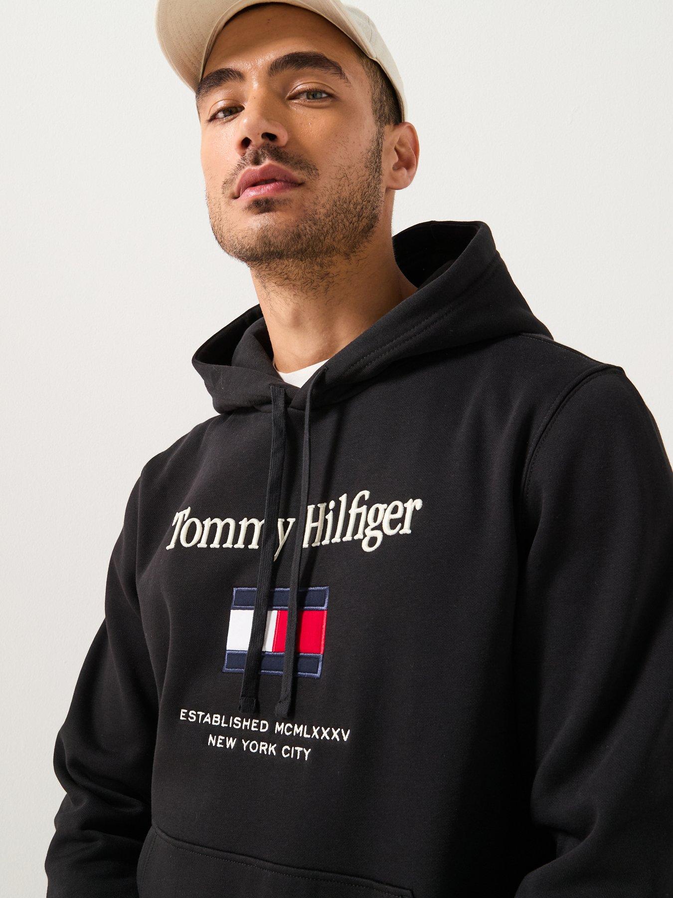 Image 5 of 5 of Tommy Hilfiger Embroidered Large Flag Overhead Hoodie - Black