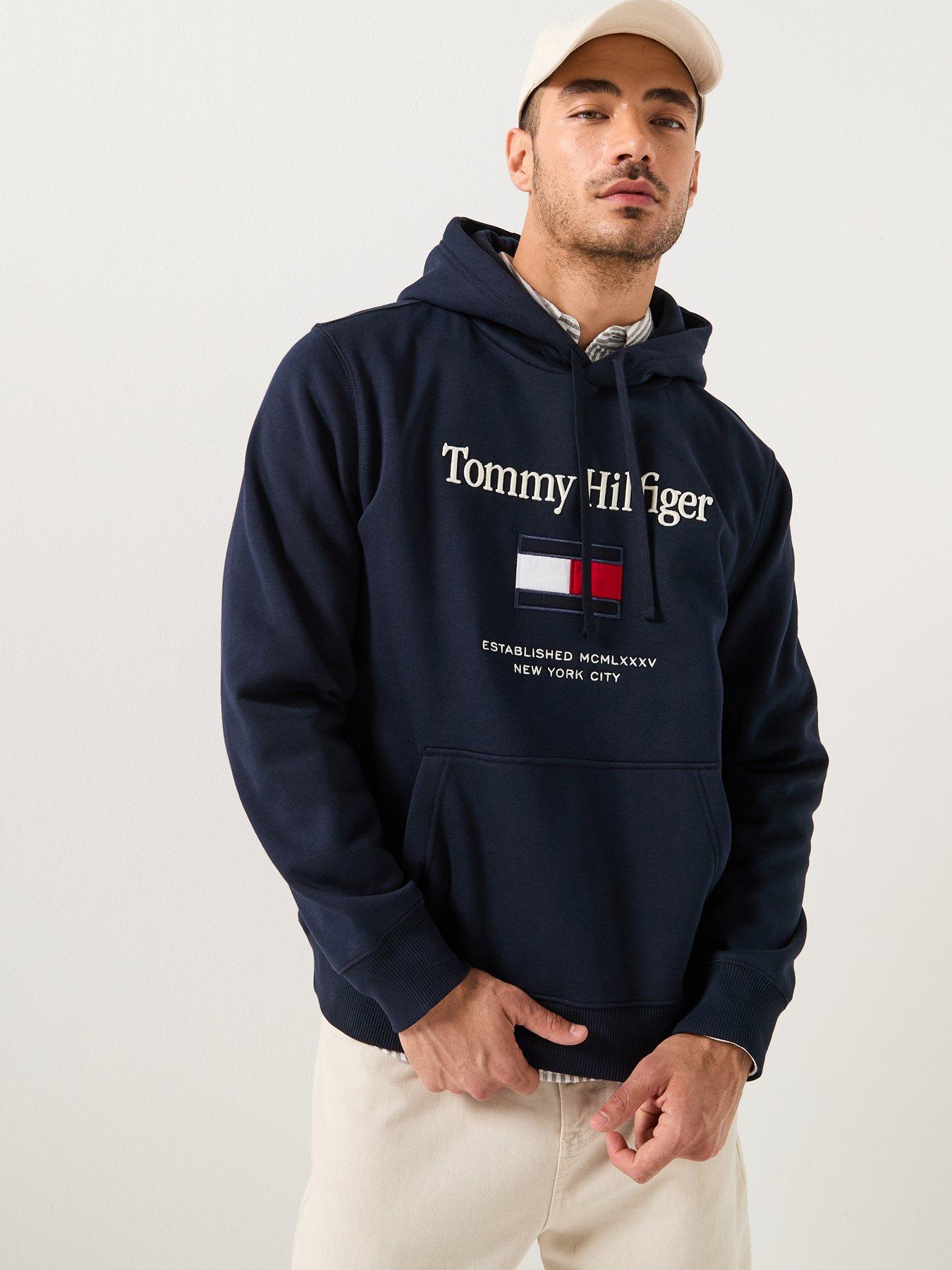 Tommy Hilfiger Embroidered Large Flag Overhead Hoodie - Navy