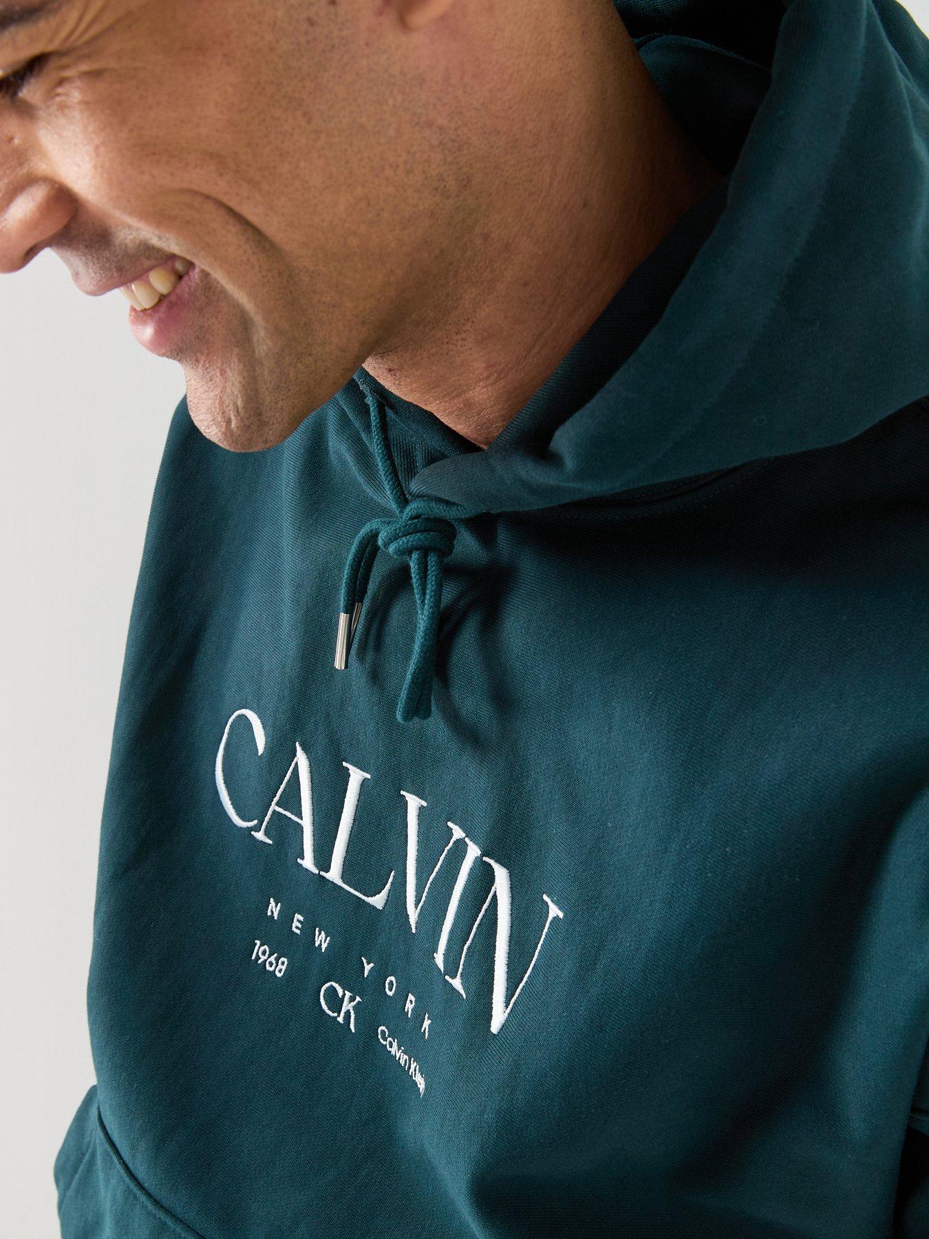 Image 4 of 5 of Calvin Klein Terry Graphic Overhead Hoodie - Navy