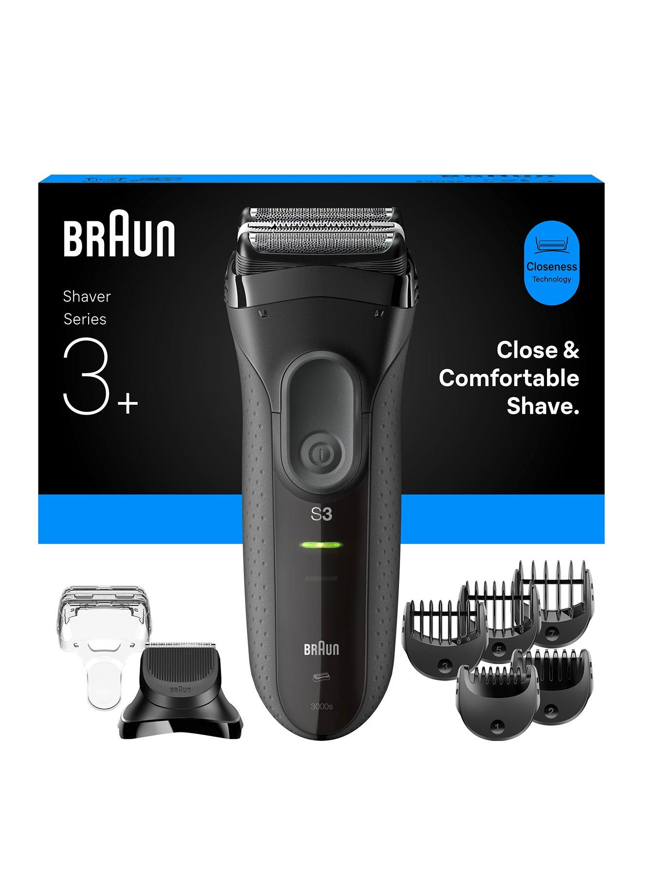 Image 1 of 7 of Braun Series 3+ Electric Shaver, Beard Trimmer Attachment, Dry, 3000BT -&nbsp;Grey
