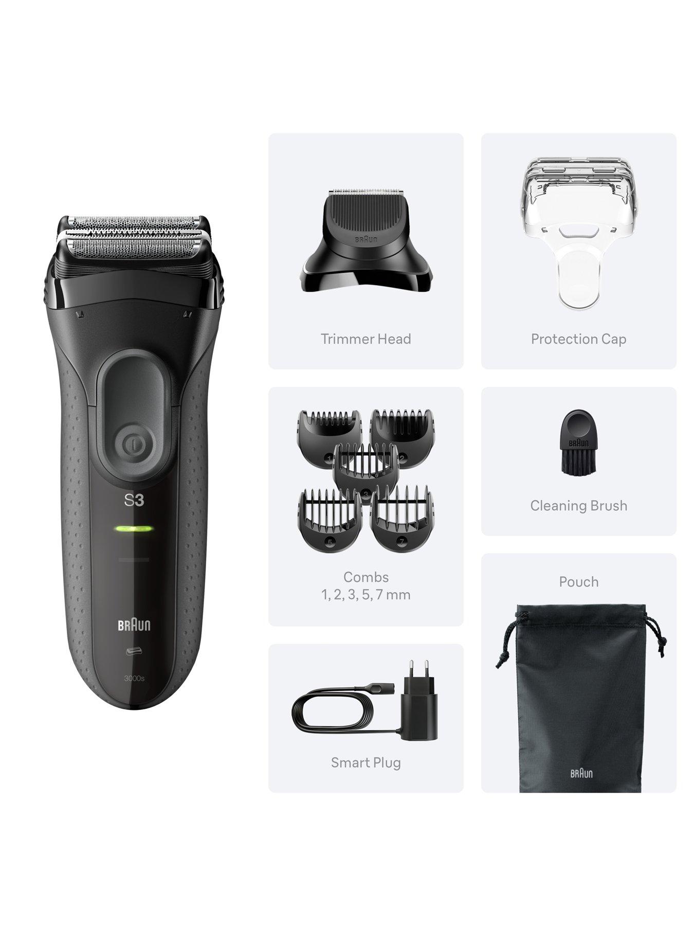 Image 2 of 7 of Braun Series 3+ Electric Shaver, Beard Trimmer Attachment, Dry, 3000BT -&nbsp;Grey