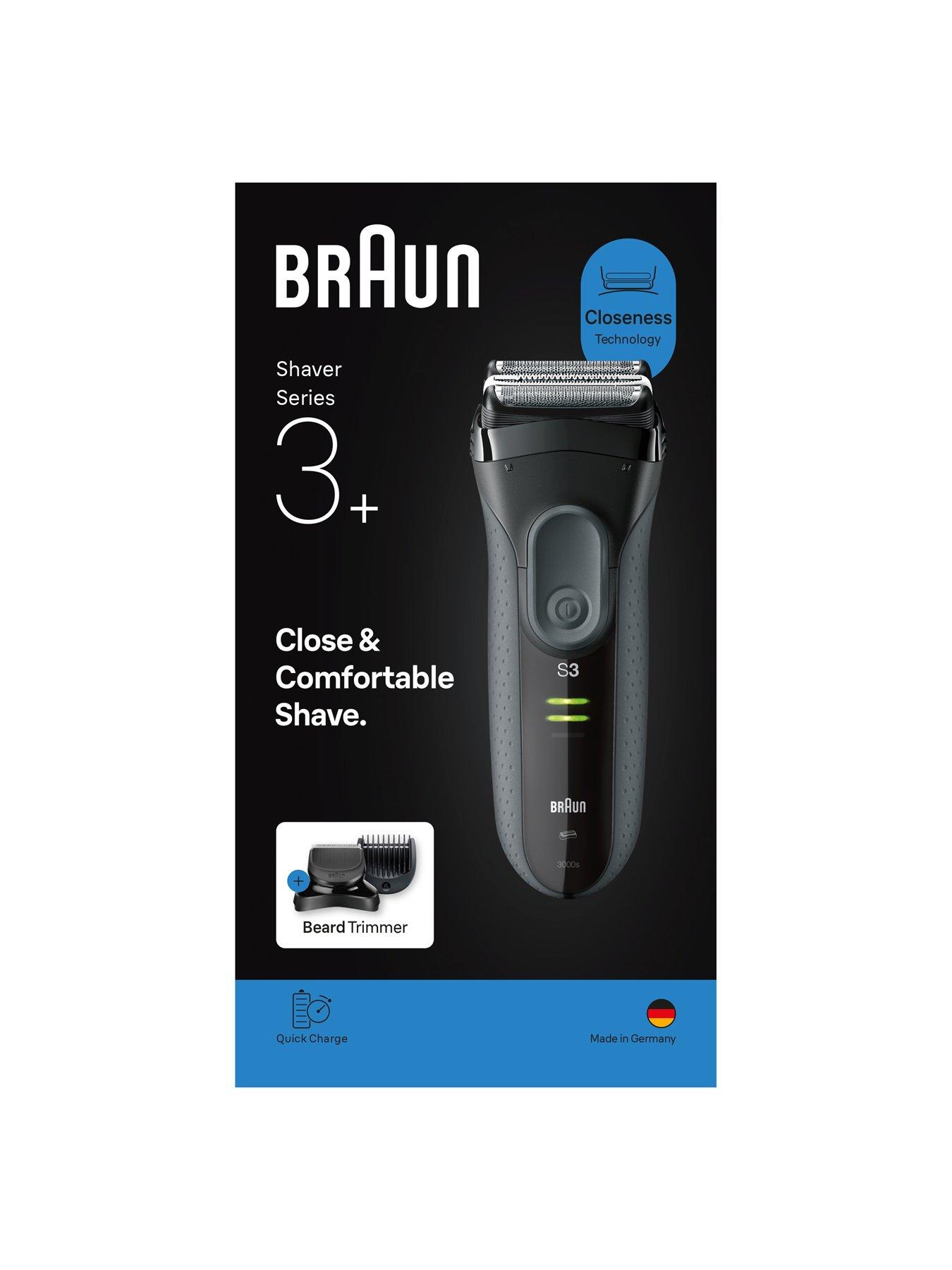 Image 3 of 7 of Braun Series 3+ Electric Shaver, Beard Trimmer Attachment, Dry, 3000BT -&nbsp;Grey