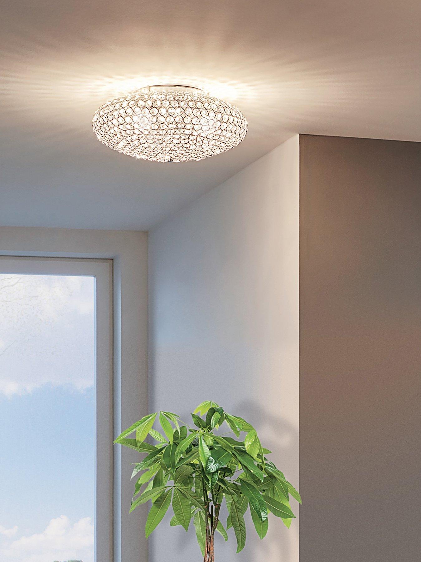 undefined Clemente Crystal And Chrome Flush Ceiling Light