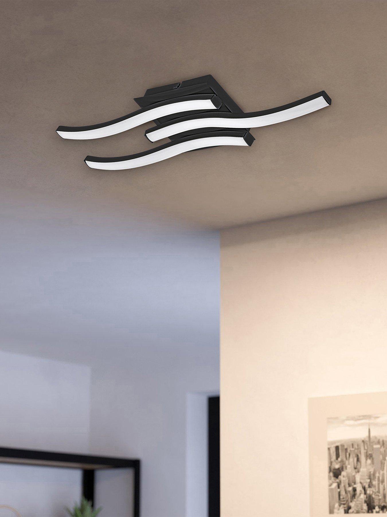 Eglo Cabezas-e Black Steel  &  Plastic 3 Flame Wall/ceiling Light, 3000k