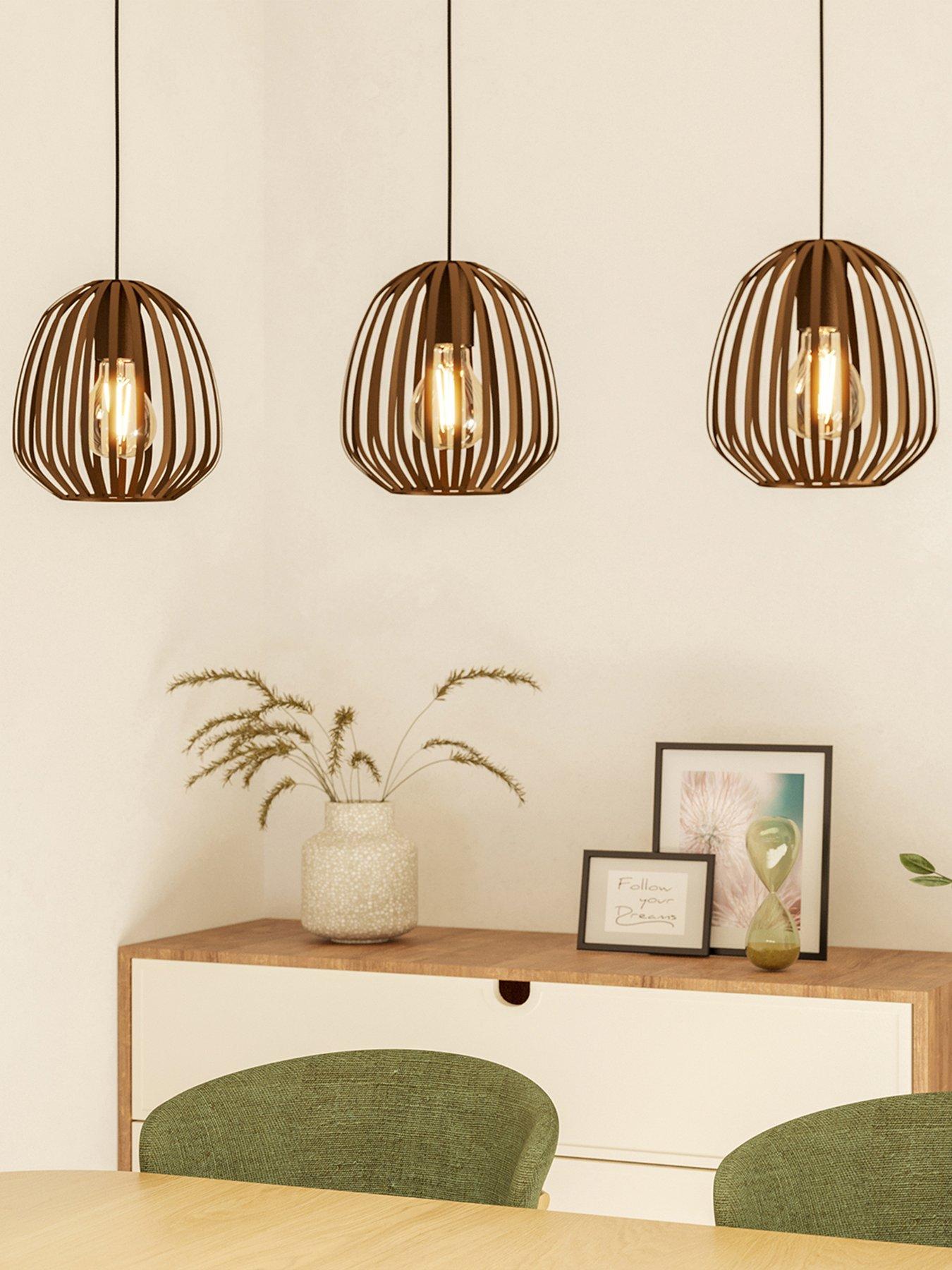 undefined Espinal Bronze Steel Caged Style Contemporary 3 Light Pendant - Bronze