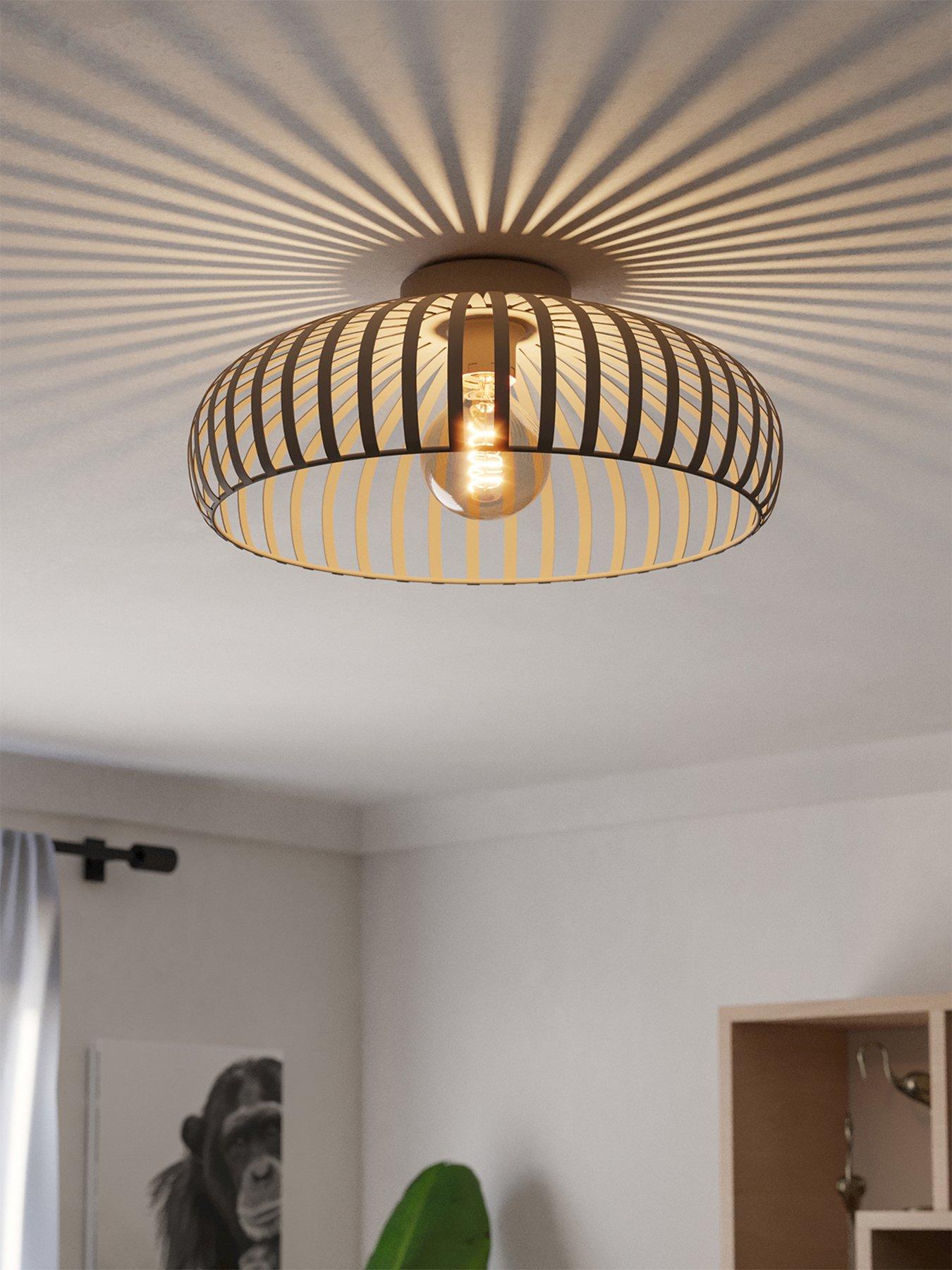 Image 1 of 5 of Eglo Mogano 3 Sandy Steel Caged Style Ceiling Light