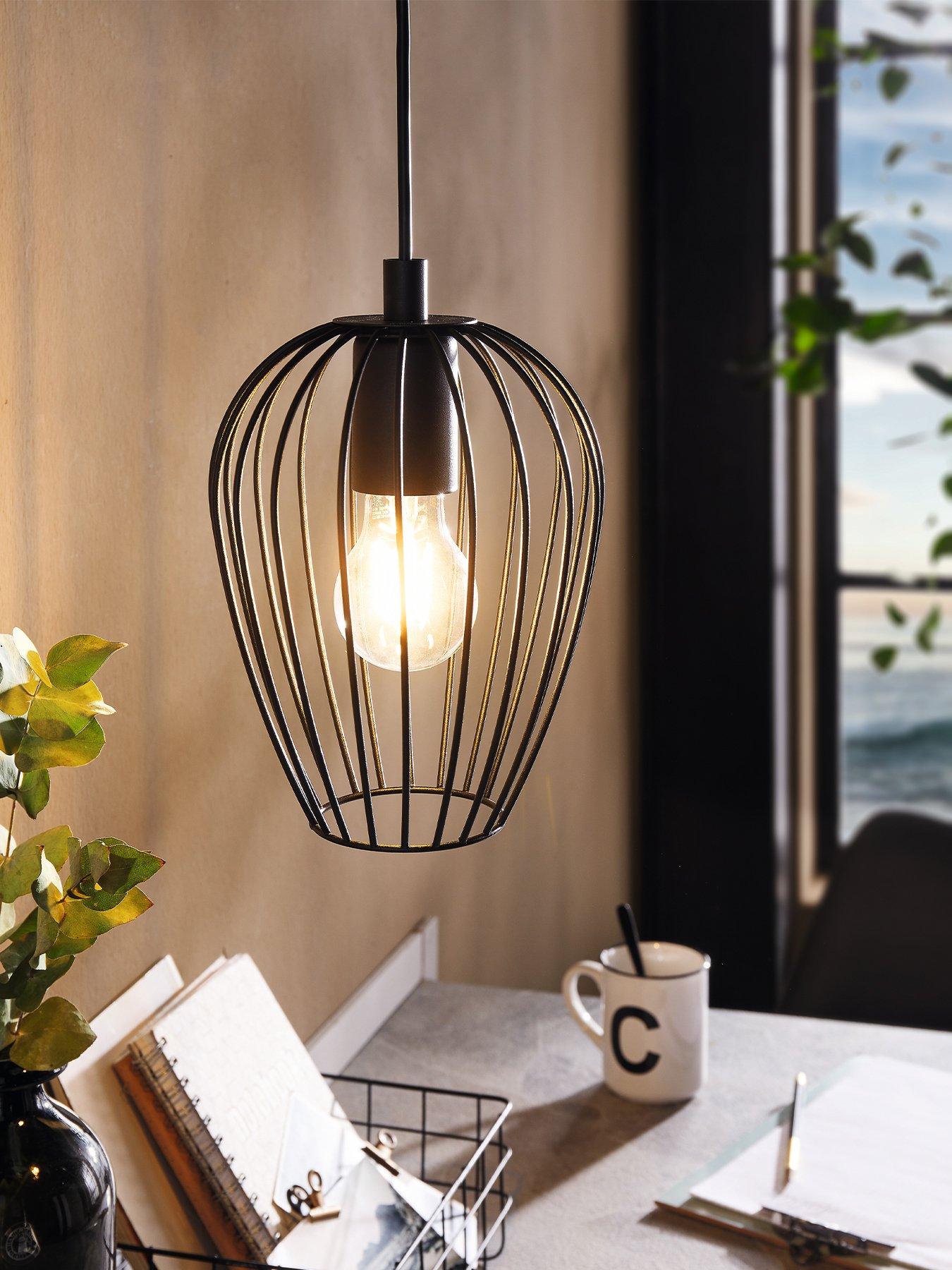 undefined Newtown Black Vintage Caged Hanging Single Pendant Light