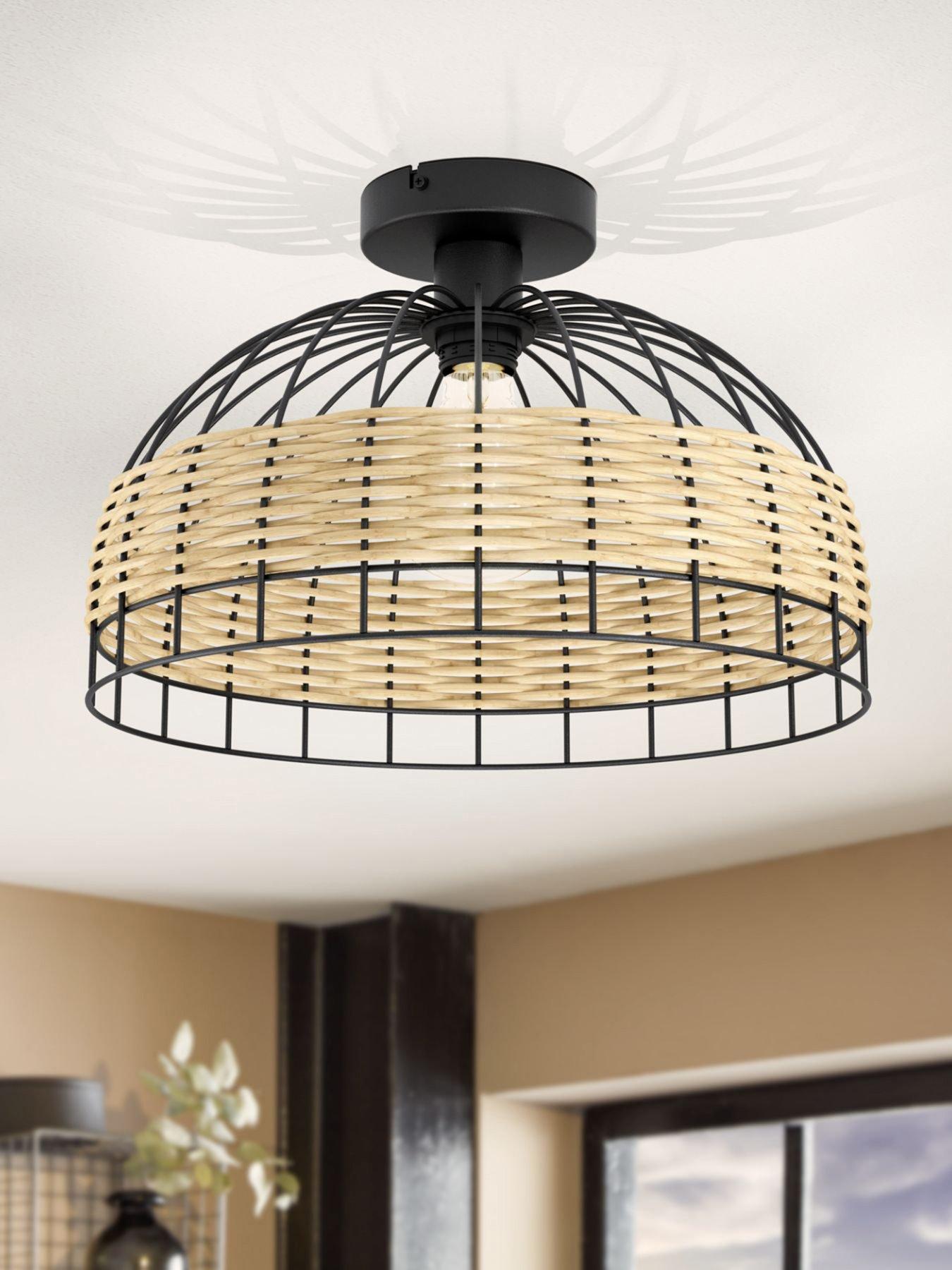 Eglo Vintage Anwick Black/rattan Ceiling Light