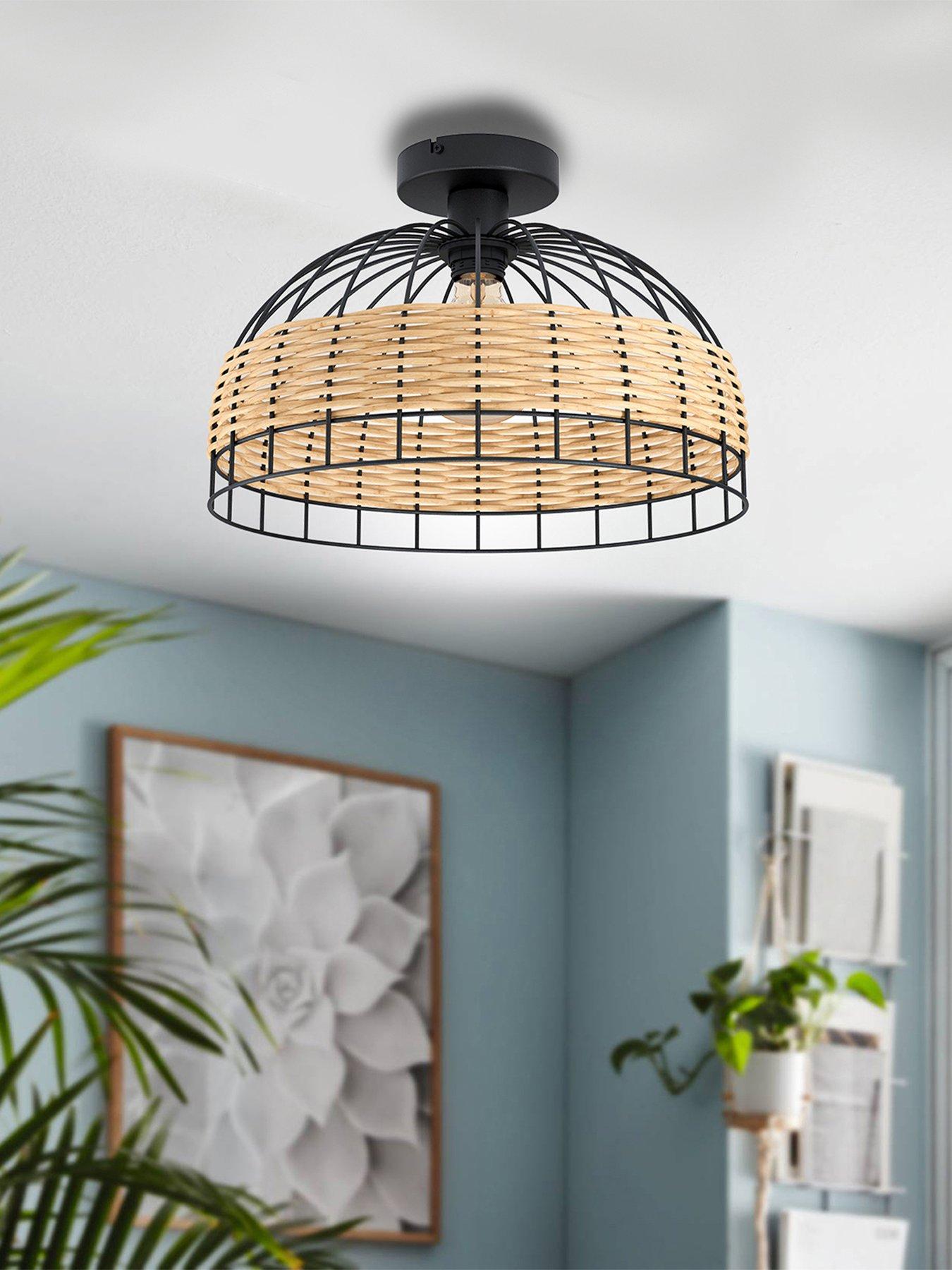 undefined Vintage Anwick Black/rattan Ceiling Light