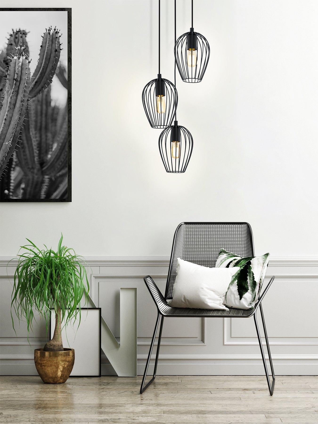 undefined Newtown Black Vintage Caged Hanging 3-light Cluster Pendant Light
