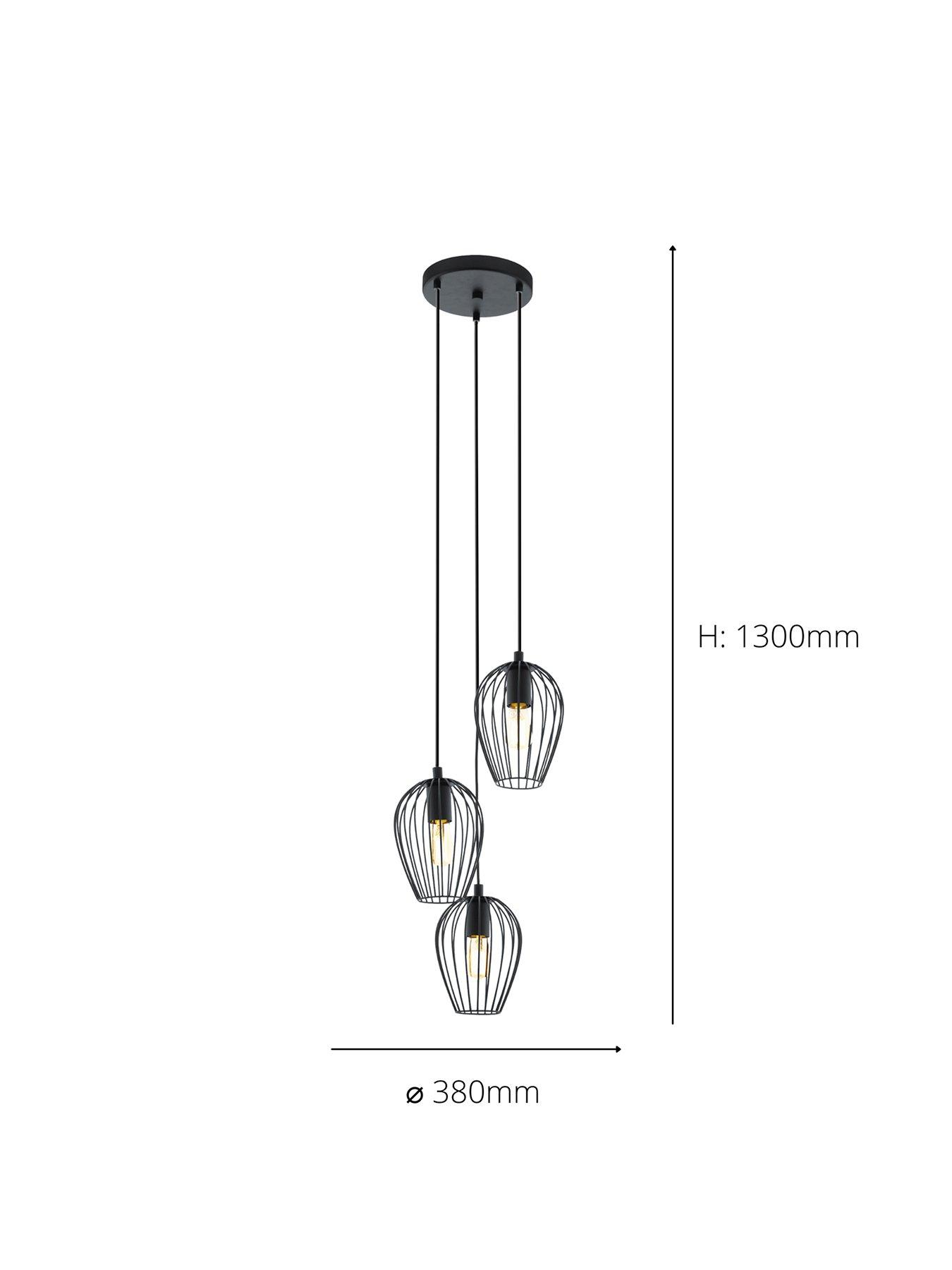 Image 3 of 4 of Eglo Newtown Black Vintage Caged Hanging 3-light Cluster Pendant Light