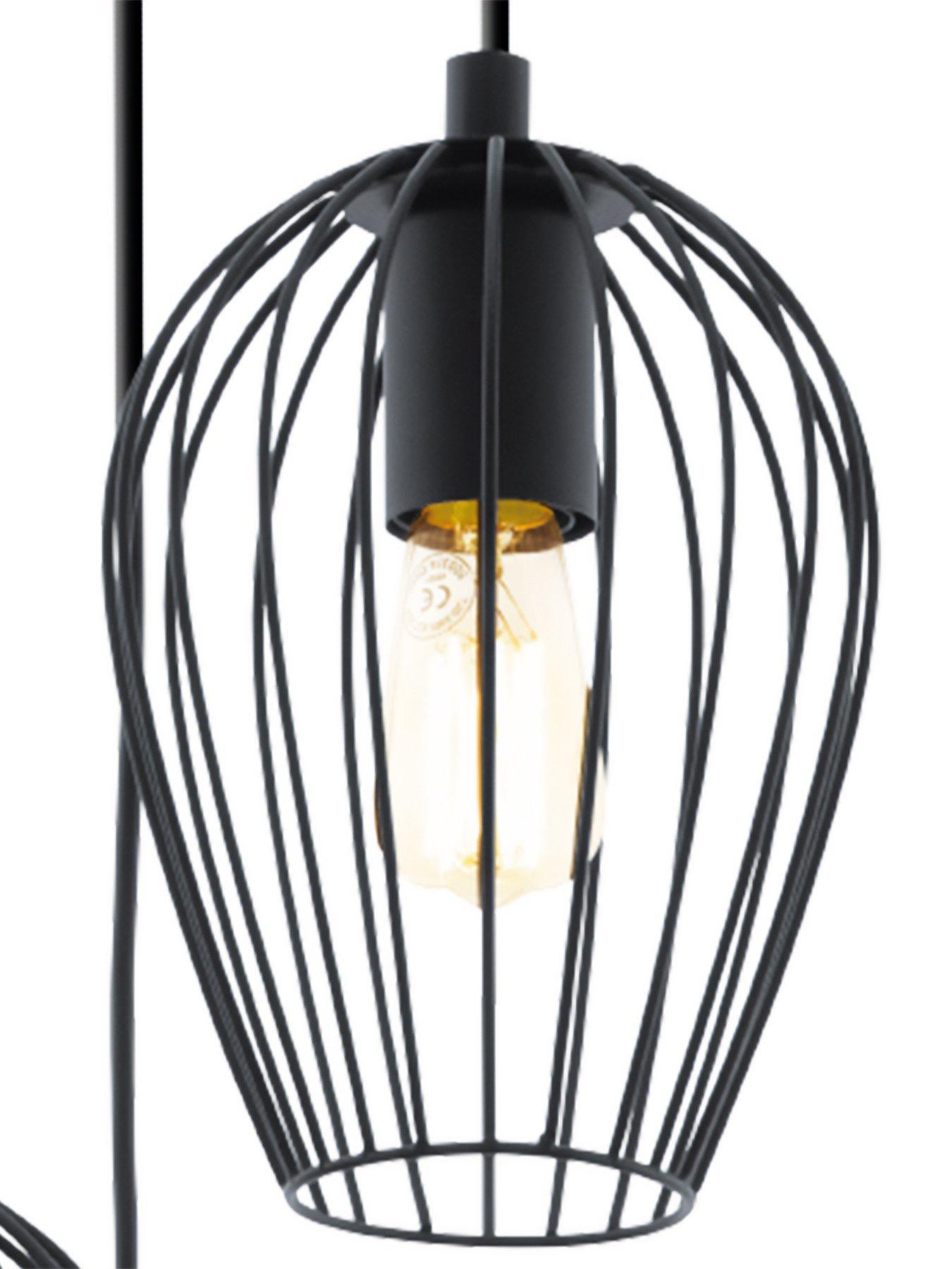 Image 4 of 4 of Eglo Newtown Black Vintage Caged Hanging 3-light Cluster Pendant Light