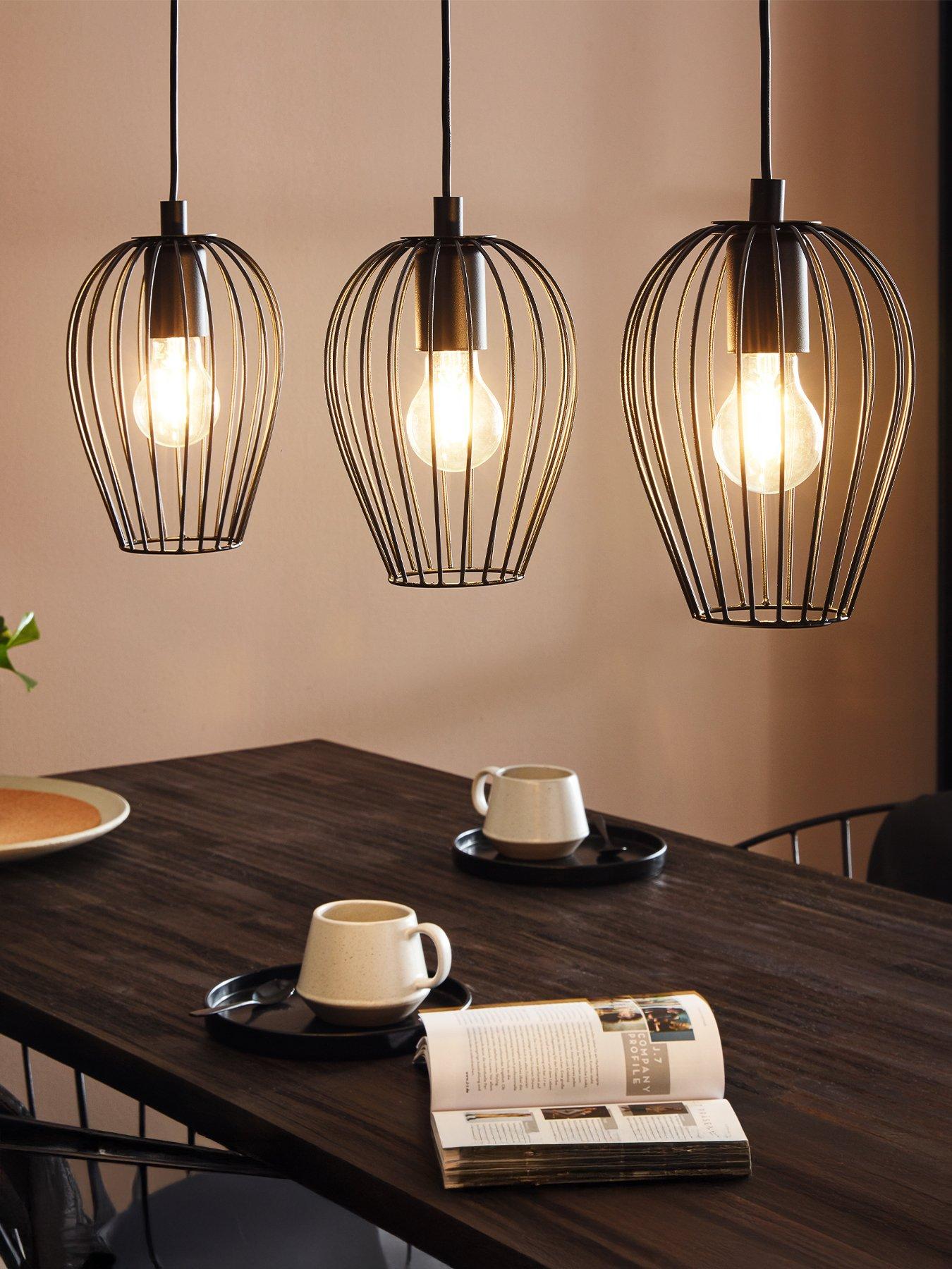 undefined Newtown Black Vintage Caged Hanging 3-light Pendant Light