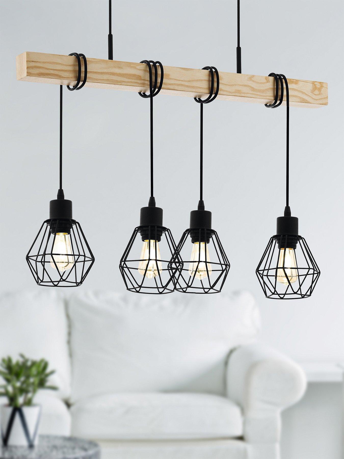 undefined Townshend 5 Black/natural Metal & Wood 4-light Geometric Pendant