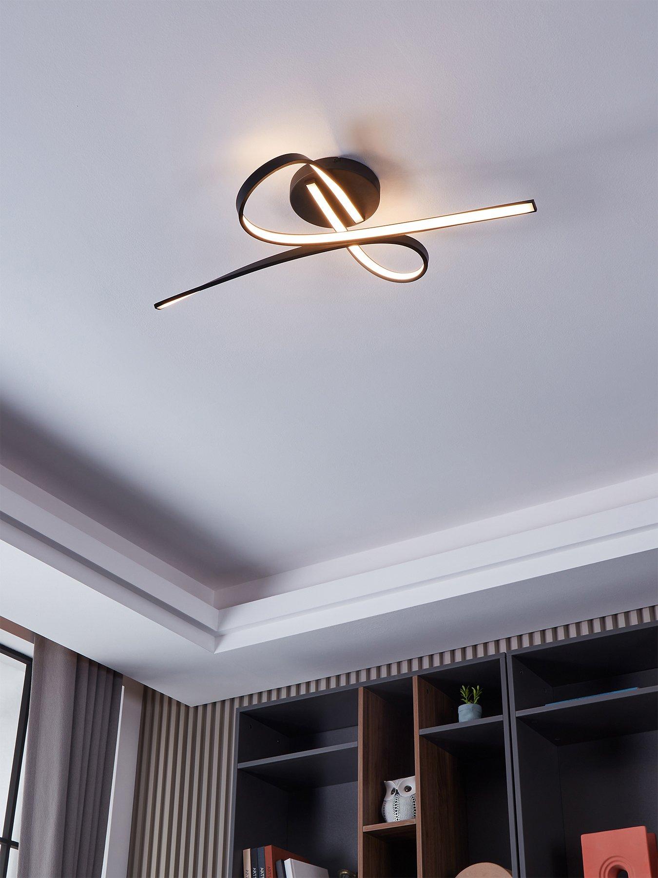 Image 1 of 6 of Eglo Selvina 1 Led Contemporary Flush Black Ceiling Light