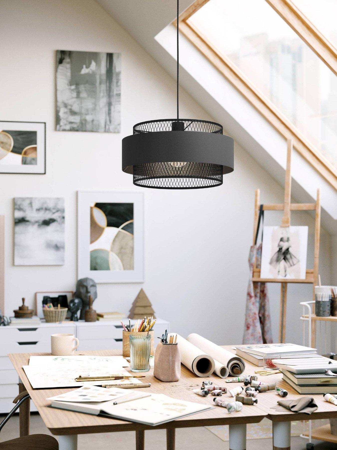 Eglo Bazely Mesh Black Modern Single Pendant - Black