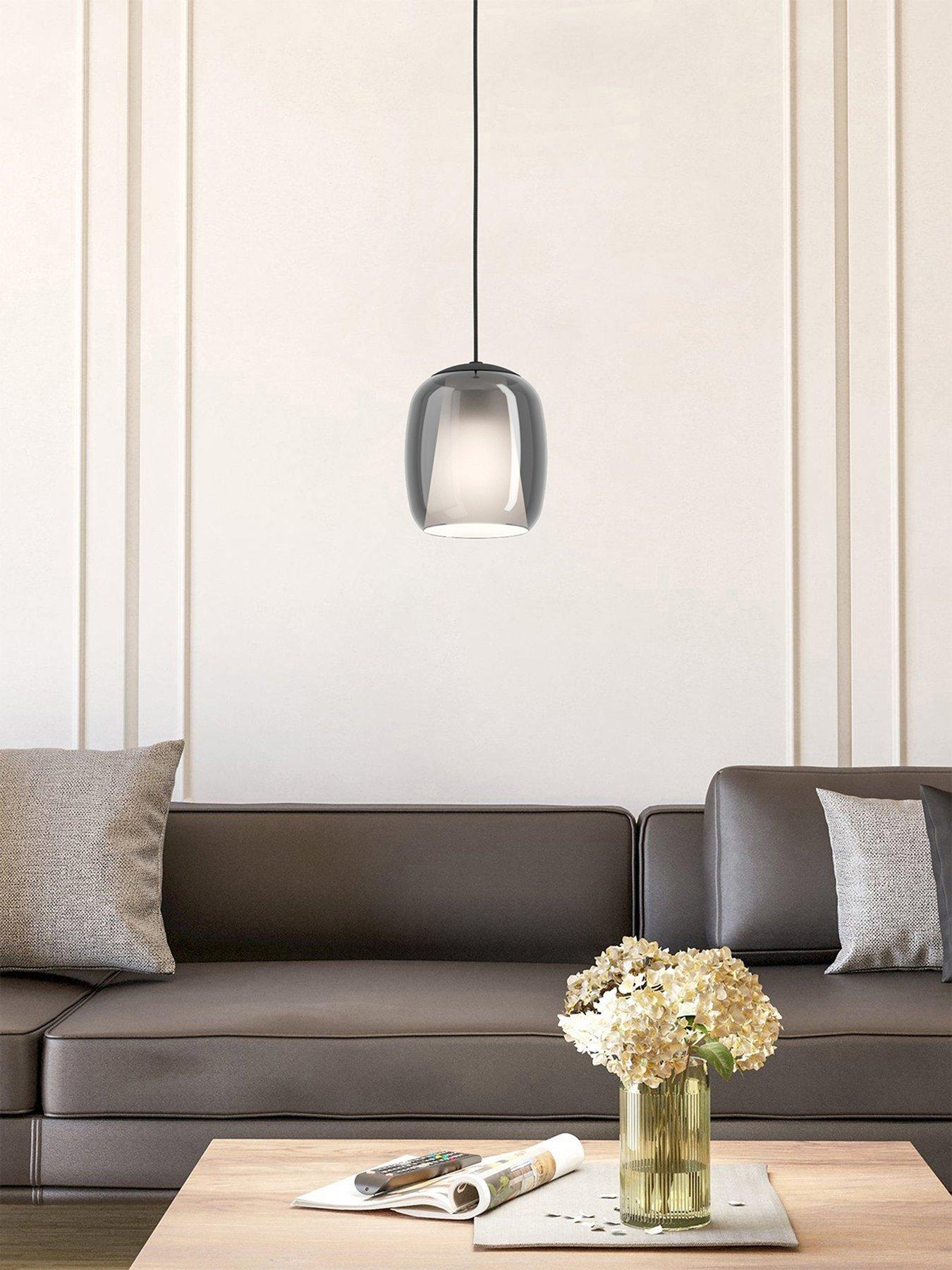Eglo Ciampino Black Steel  &  Glass Modern Single Pendant