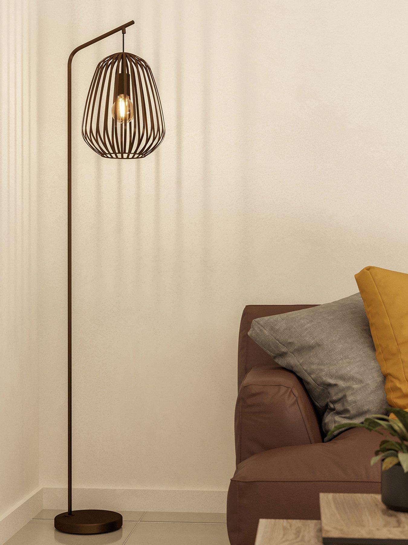 undefined Espinal Black Steel Caged Style Contemporary Floor Lamp