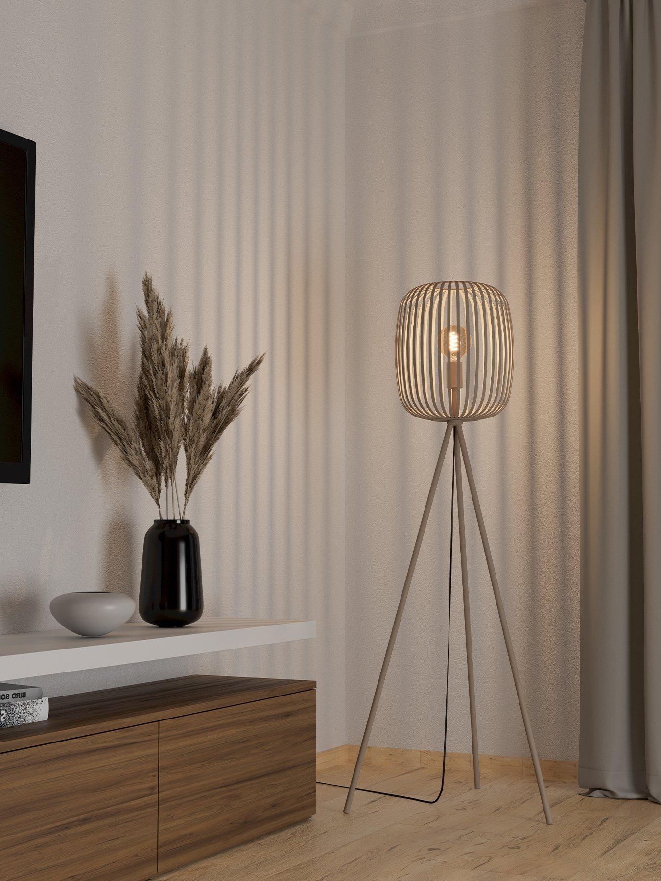 Eglo Romazzina Sandy Caged Tripod Floor Lamp