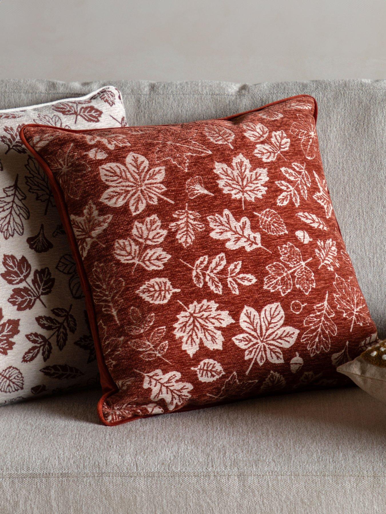 Gallery Direct Autumn Leaf Chenille Cushion Rust 450x450mm