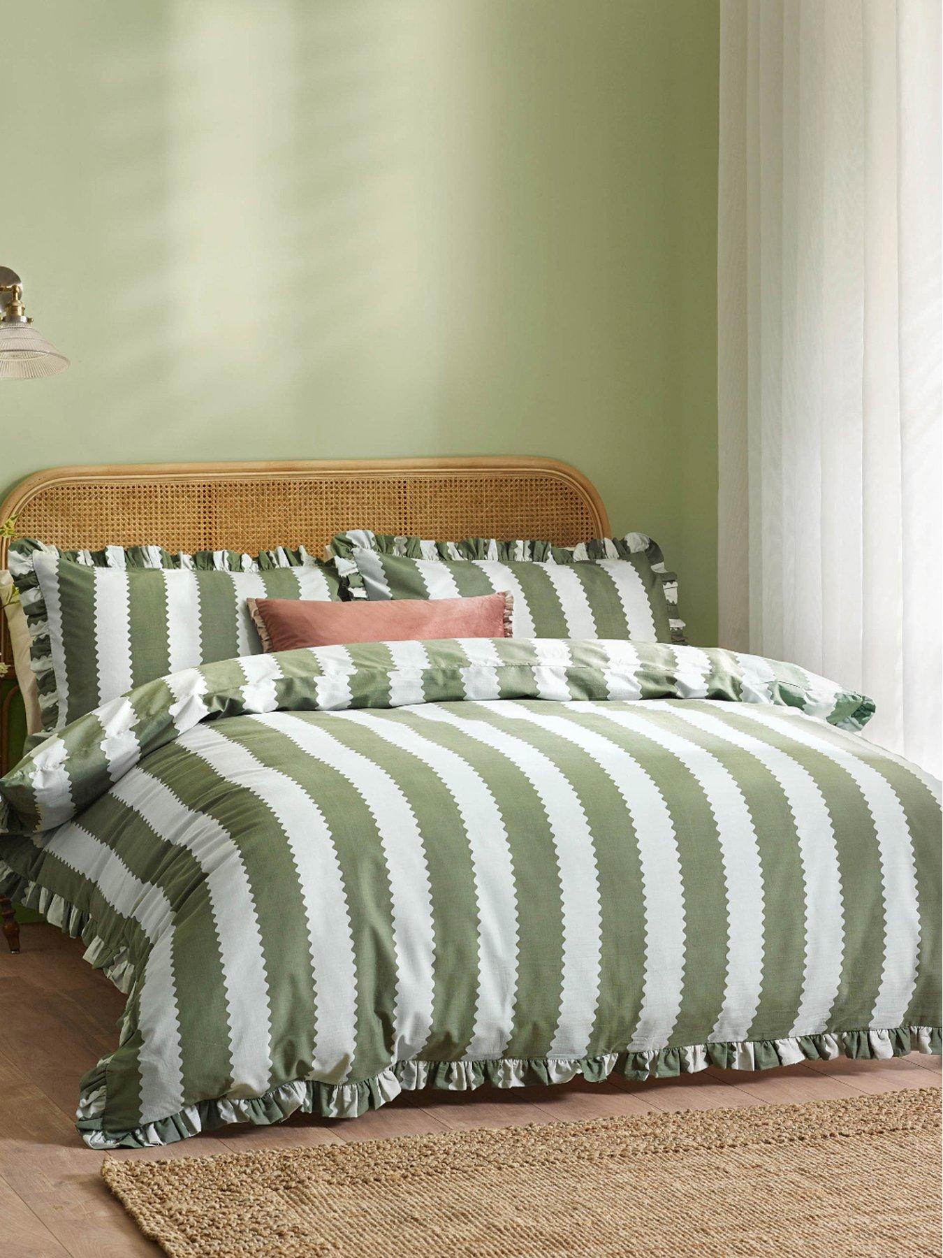 Wylder Birdie & Stripe Duvet Set Baygreen/Mist