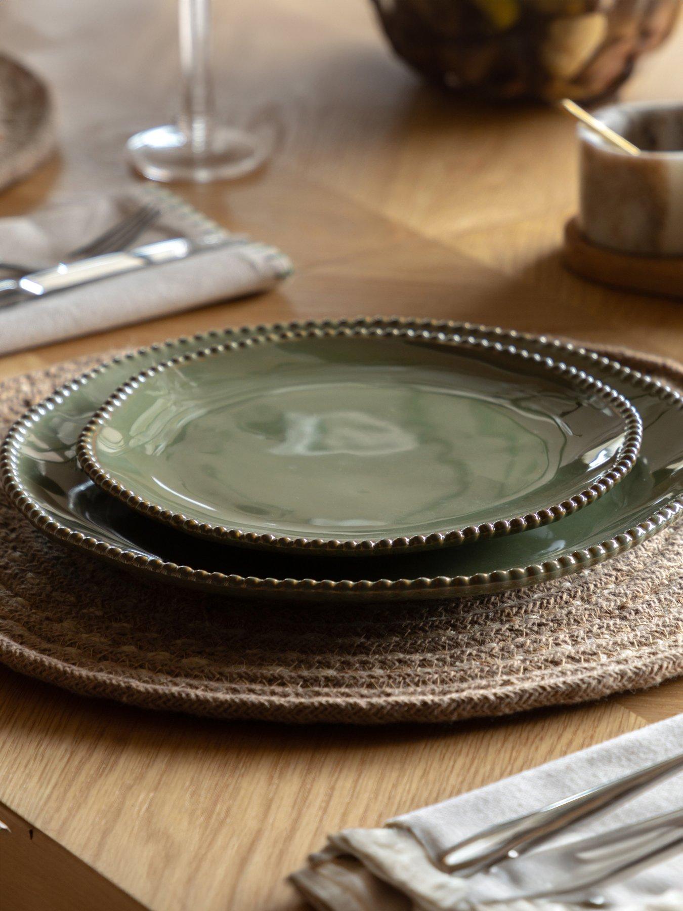 undefined Beaded Side Plate Olive Green Pk4