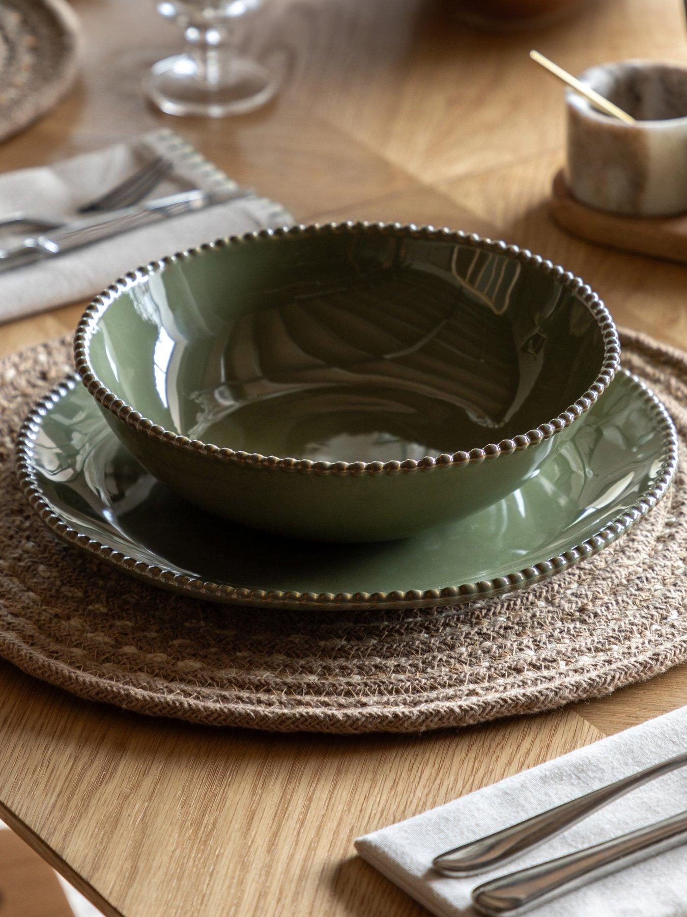 undefined Beaded Pasta Bowl Olive Green Pk4