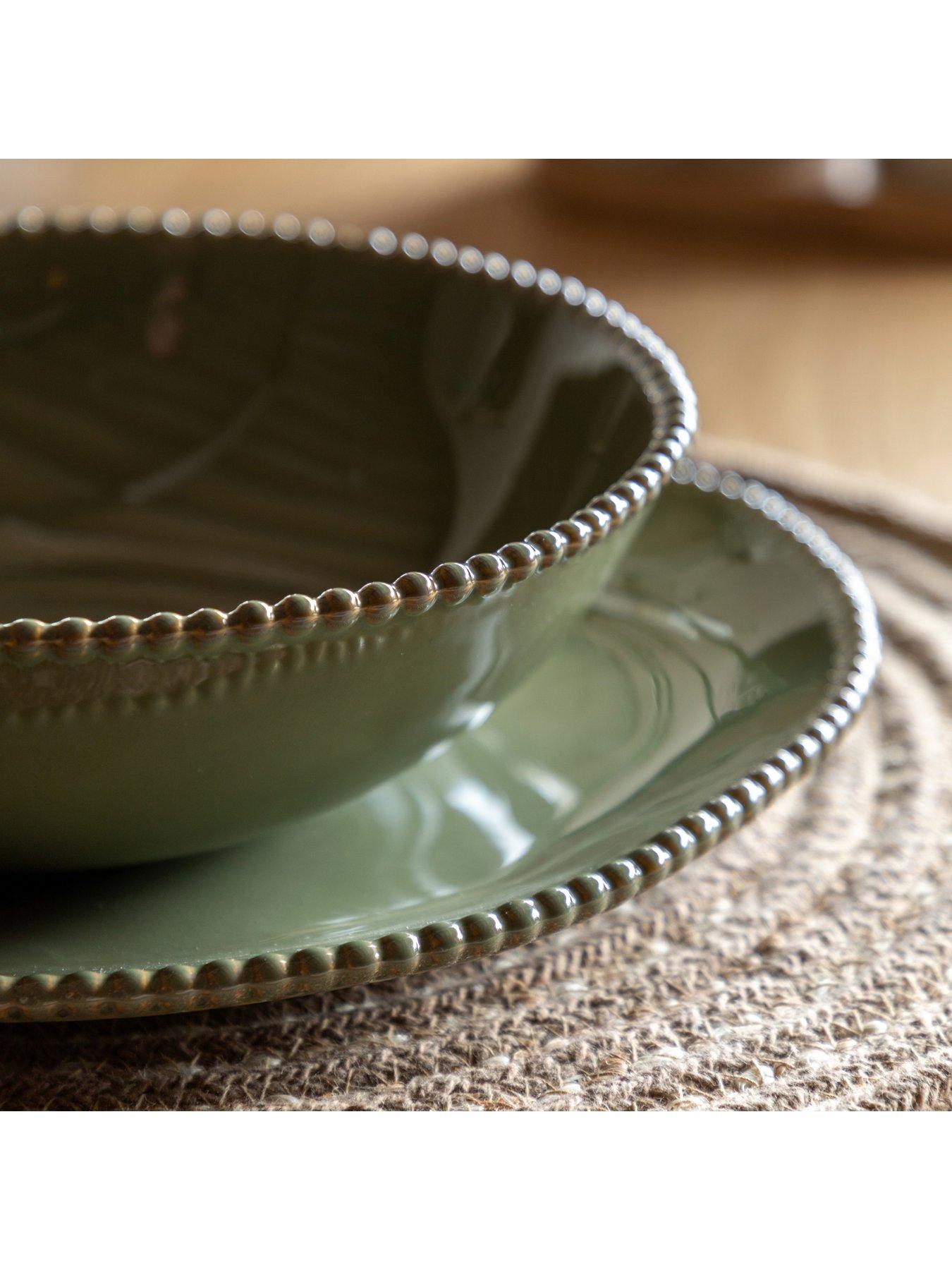 Image 3 of 5 of Gallery Direct Beaded Pasta Bowl Olive Green Pk4