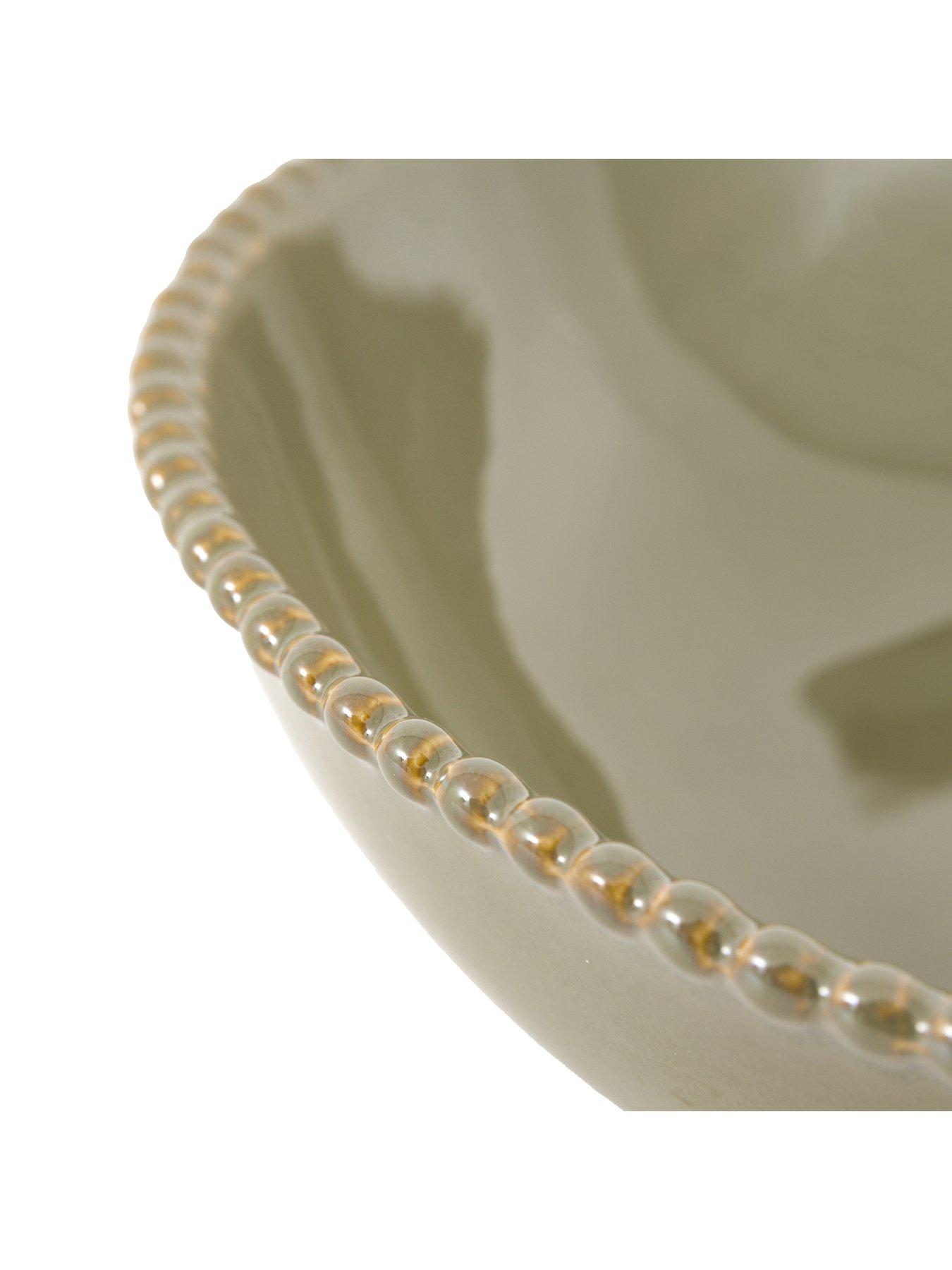 Image 4 of 5 of Gallery Direct Beaded Pasta Bowl Olive Green Pk4