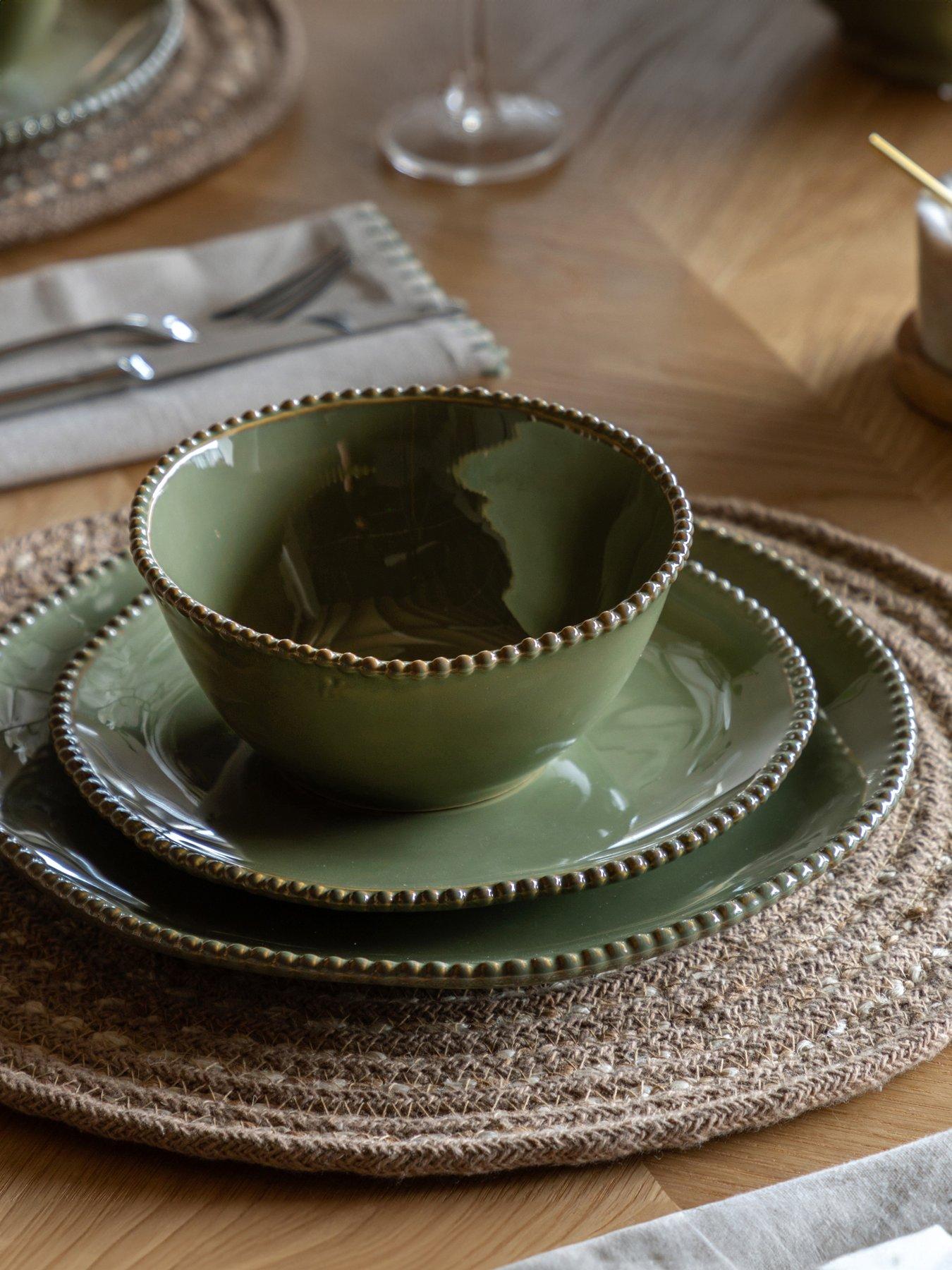 Gallery Direct Beaded Cereal Bowl Olive Green Pk4