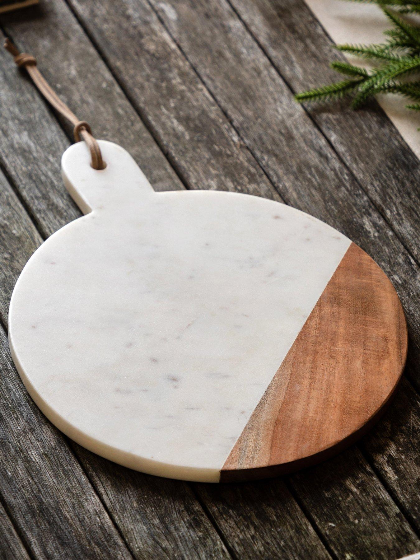 Gallery Direct White Marble/acacia Wood Cheese Board