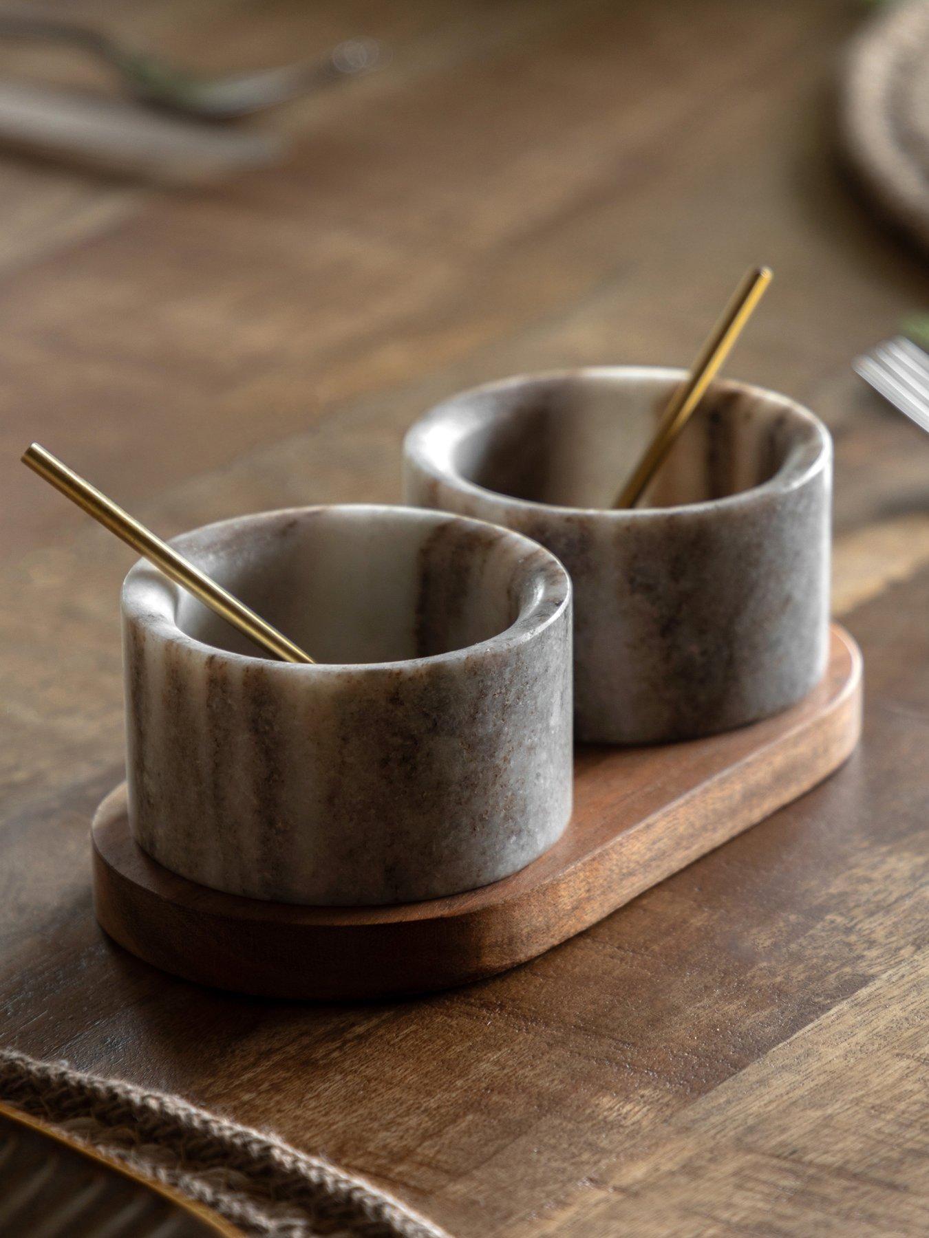 Gallery Direct Beige Marble Pinch pots