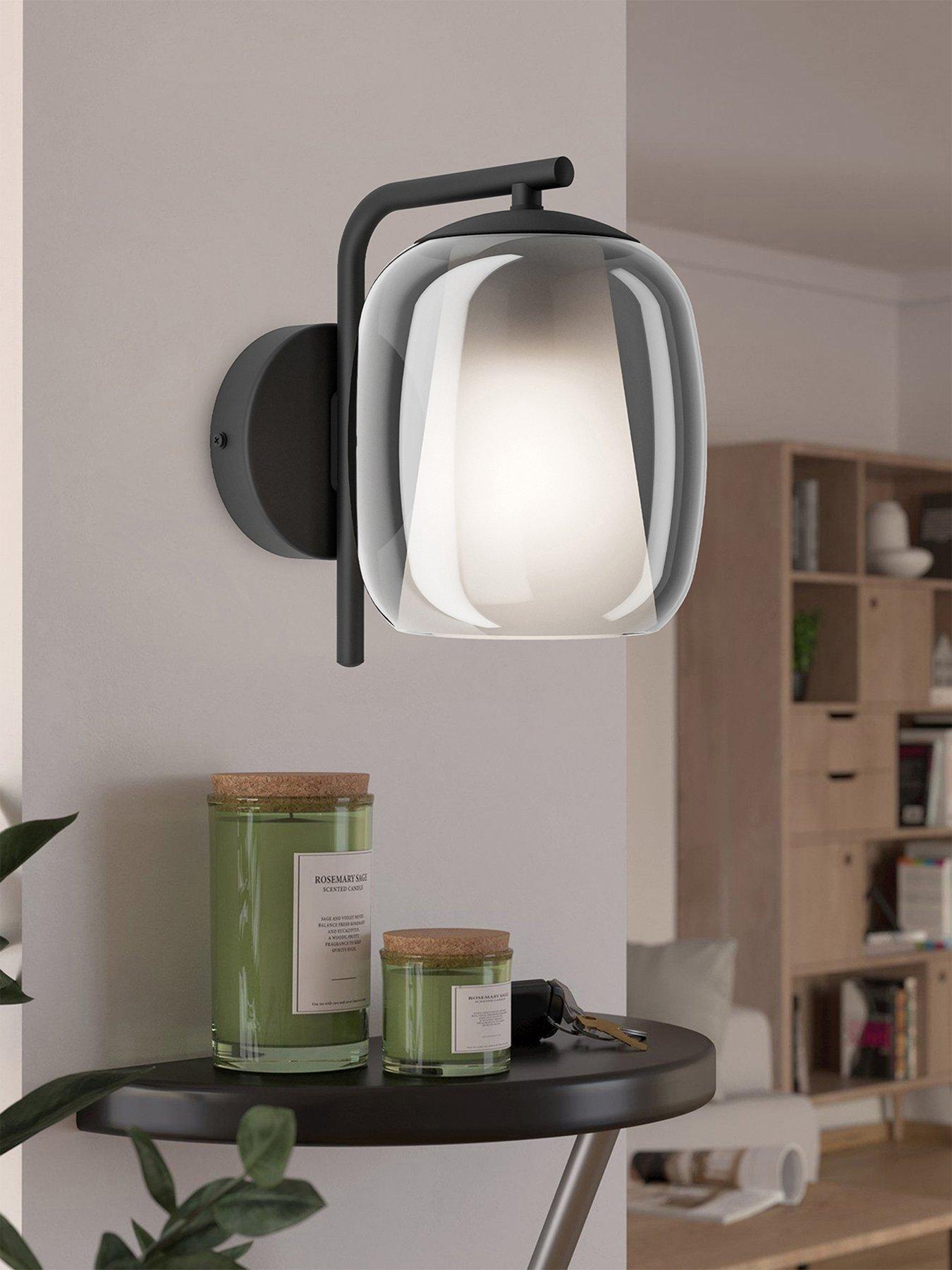 undefined Ciampino Black Steel & Glass Modern Wall Light