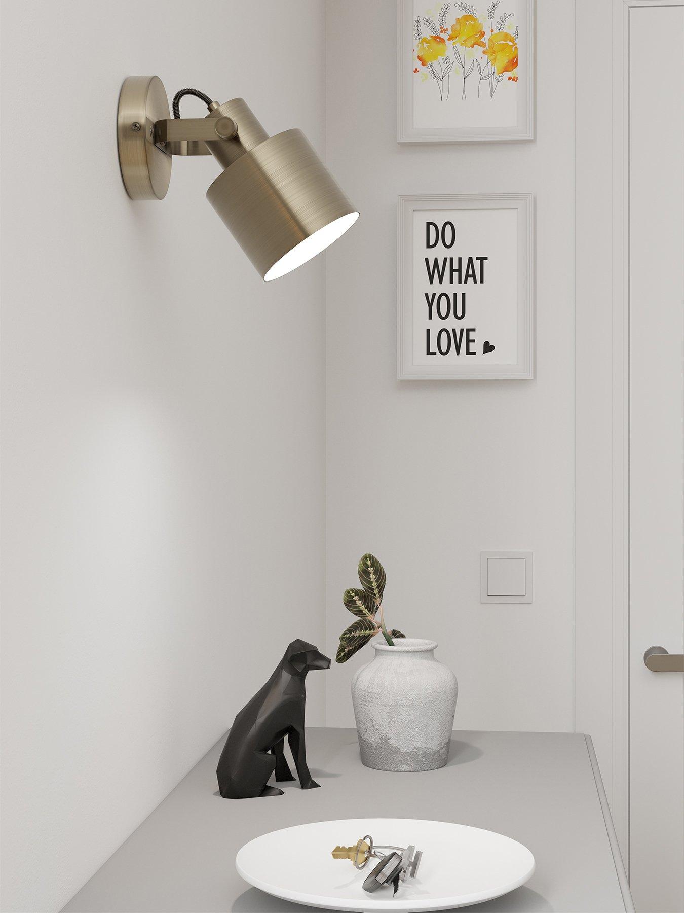 Image 1 of 4 of Eglo Southery Bronzed Steel Wall Spotlight