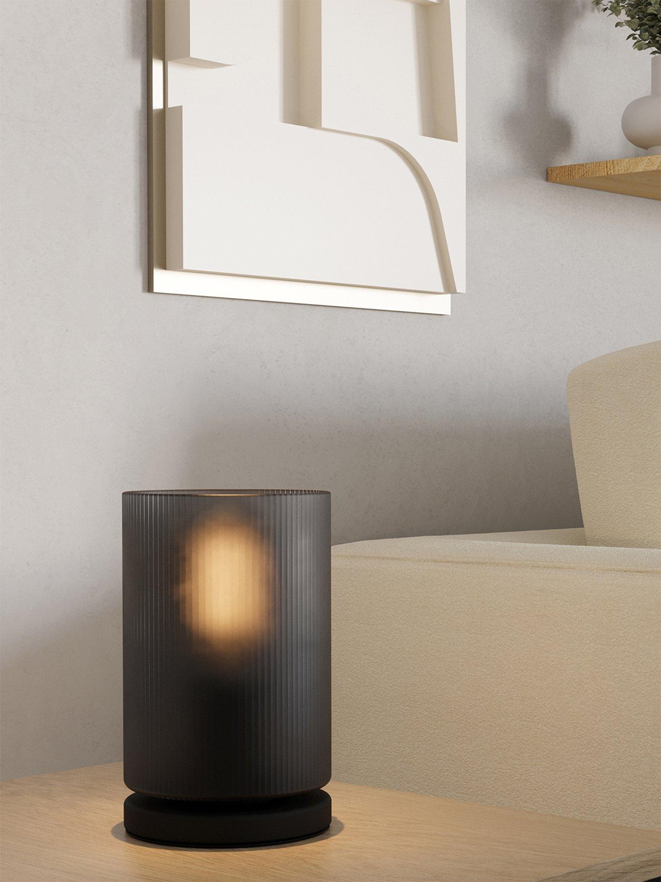 undefined Colomera Black Glass & Steel Minimalist Table Lamp
