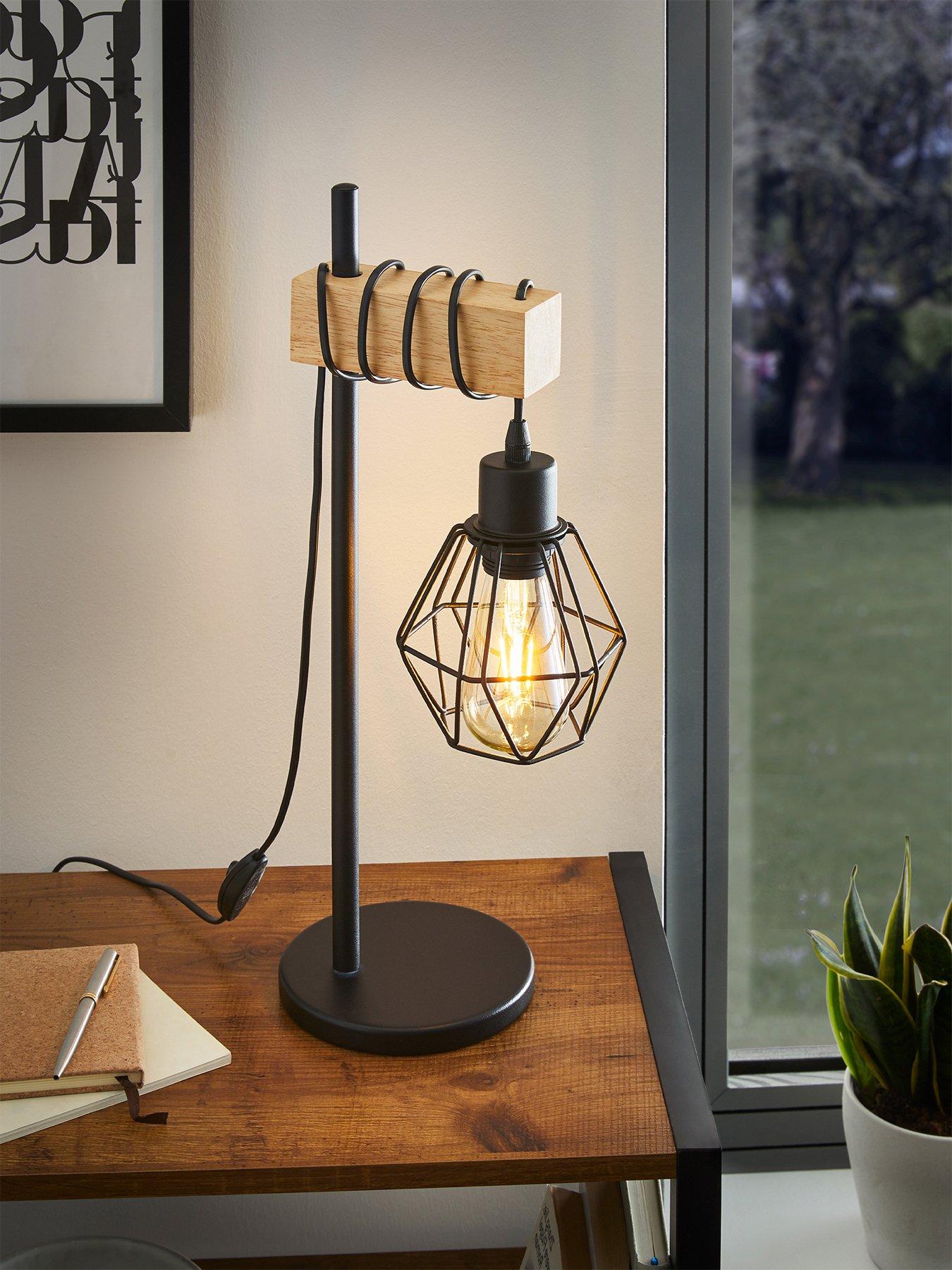 undefined Townshend 5 Black/natural Metal & Wood Table Lamp